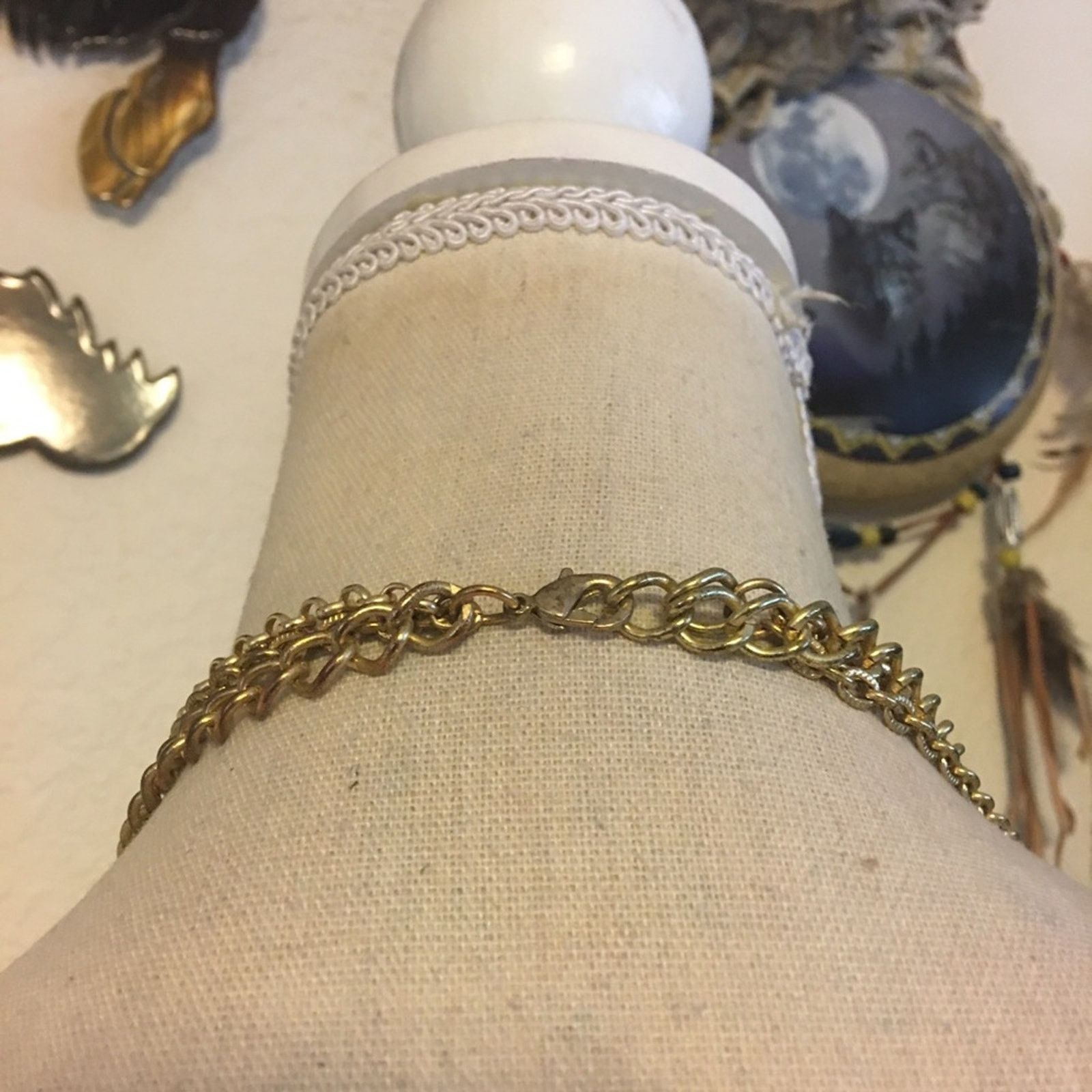 Jewelry Triple strand gold tone chain topaz necklace Size ONE SIZE - 5 Thumbnail