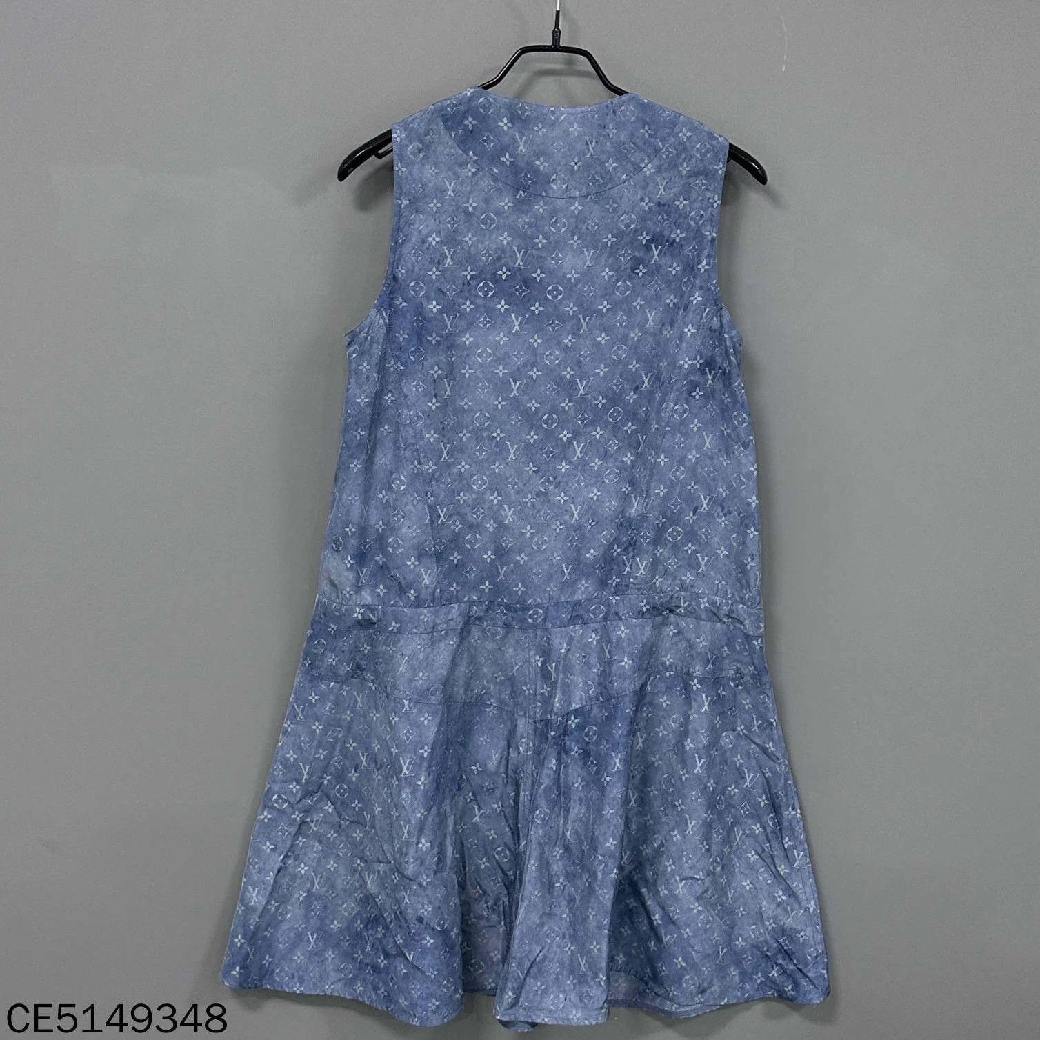 Louis Vuitton LV Blue Sleeveless All Over Print Silk Dress 36 Size XS / US 0-2 / IT 36-38 - 3 Thumbnail