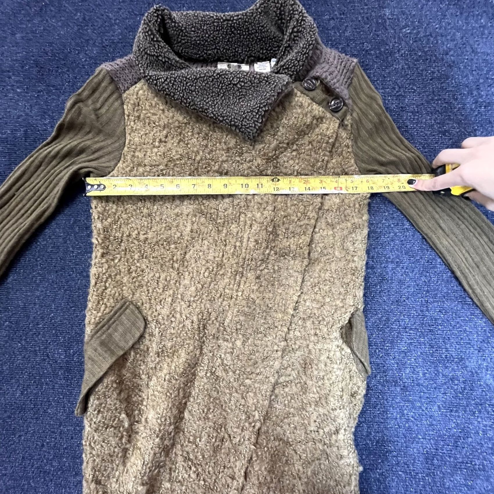 Miss Me Miss Me Sweater Cardigan Womens Medium Brown Wool Blend Asymmetrical Collar Knit Pockets Size M / US 6-8 / IT 42-44 - 4 Thumbnail