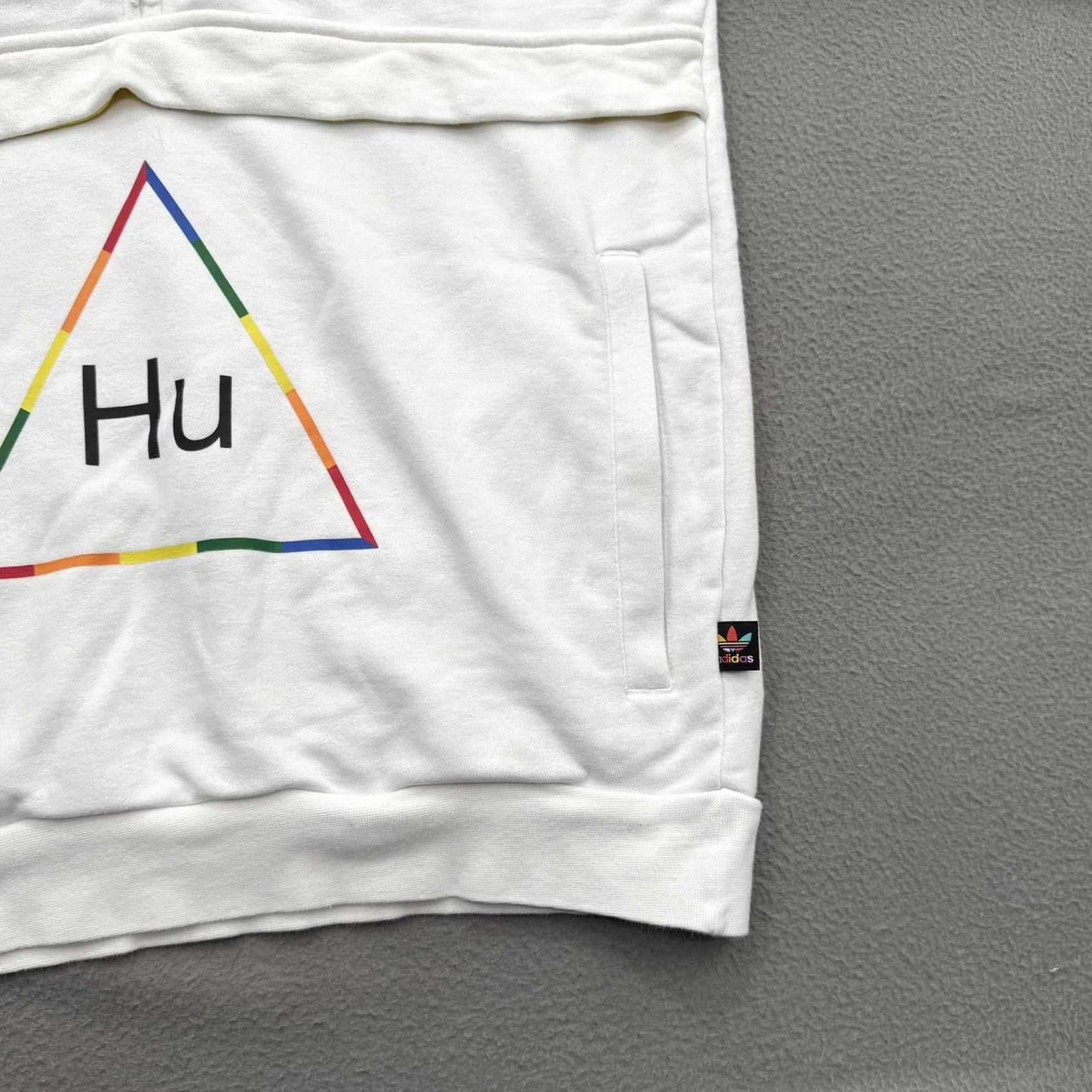Adidas Adidas Hu Hoodie Mens Small White 1/4 Zip Graphic Print BREATHE THOUGHTS Rainbow Pocket Logo Size US S / EU 44-46 / 1 - 7 Thumbnail