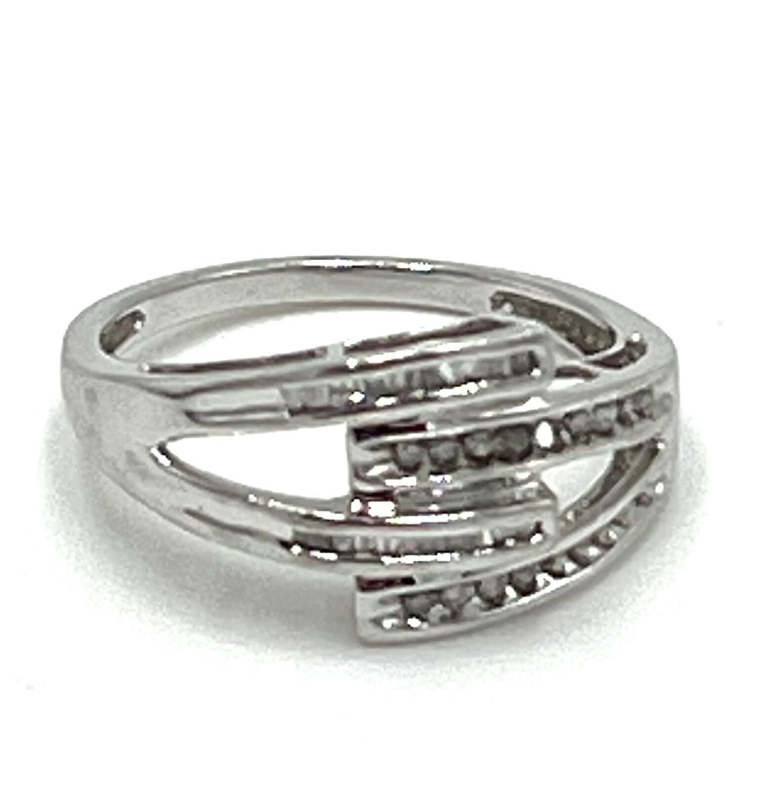 Other 10K White Gold Channel-Set Diamonds Bypass/Modern Ring Size ONE SIZE - 1 Thumbnail