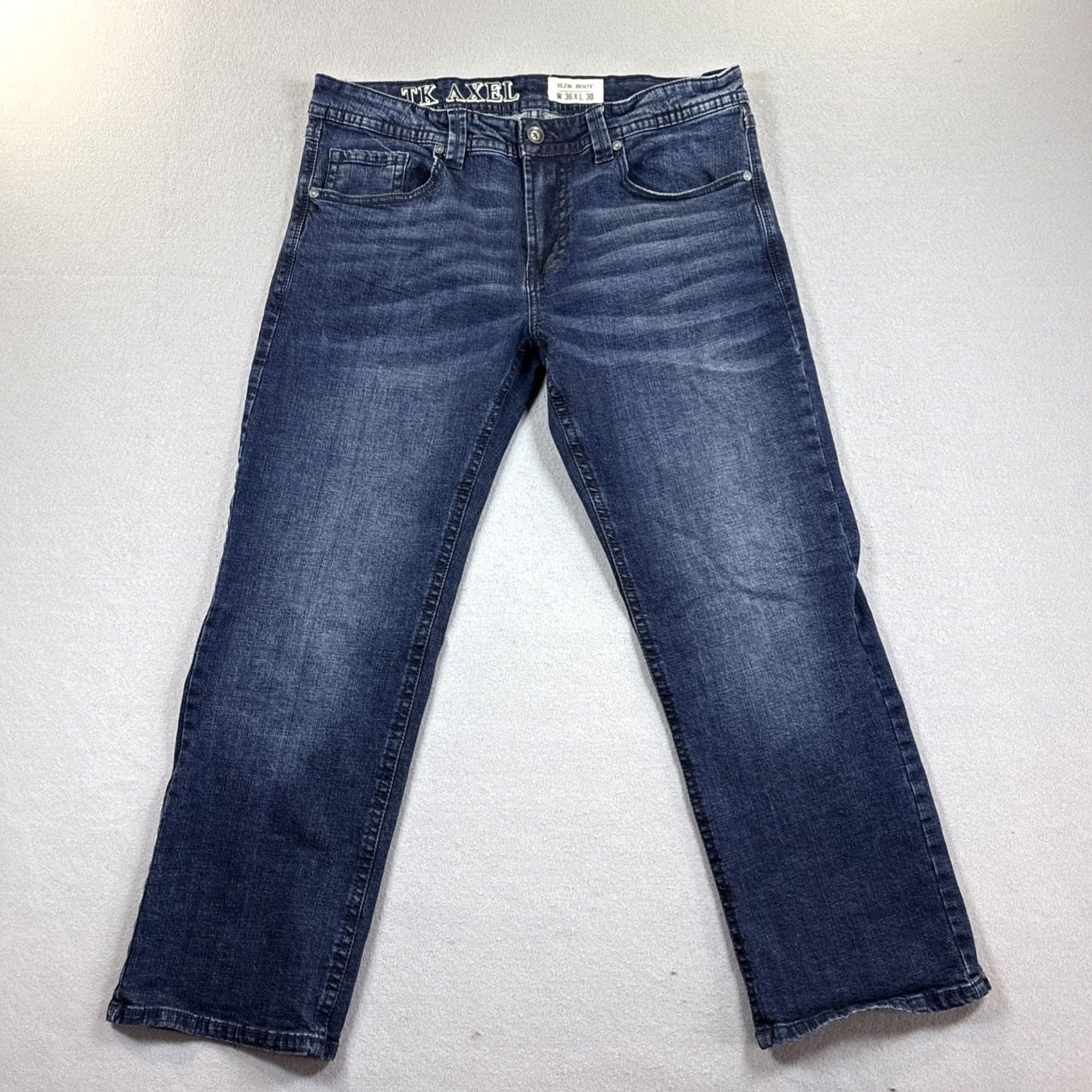 Vintage Axel Jeans Mens 36x30 Blue Slim Boot stretch dark western work comfort Size US 36 / EU 52 - 2 Thumbnail