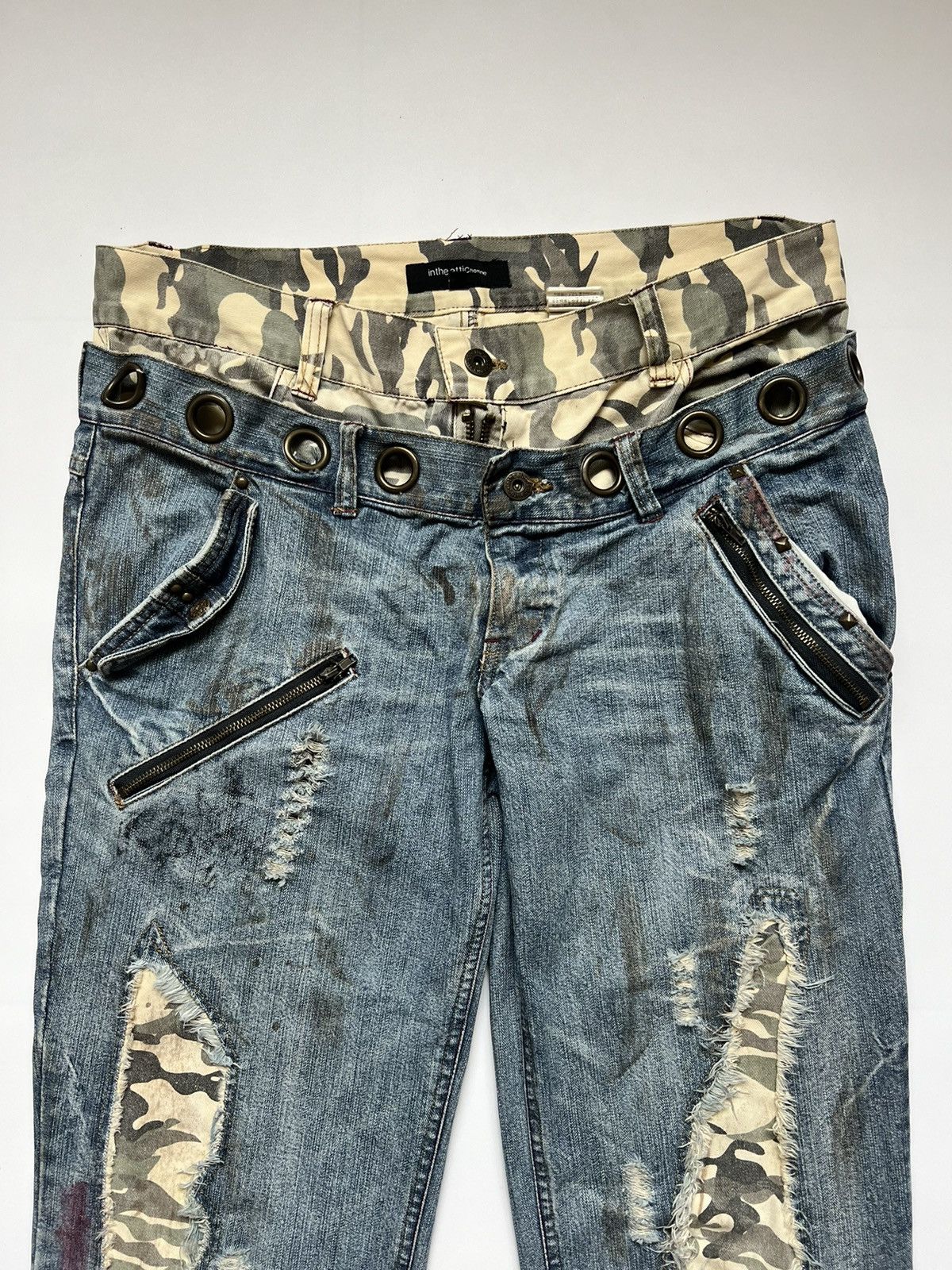In The Attic In The Attic Double Waist Distressed Denim Size US 33 - 9 Thumbnail