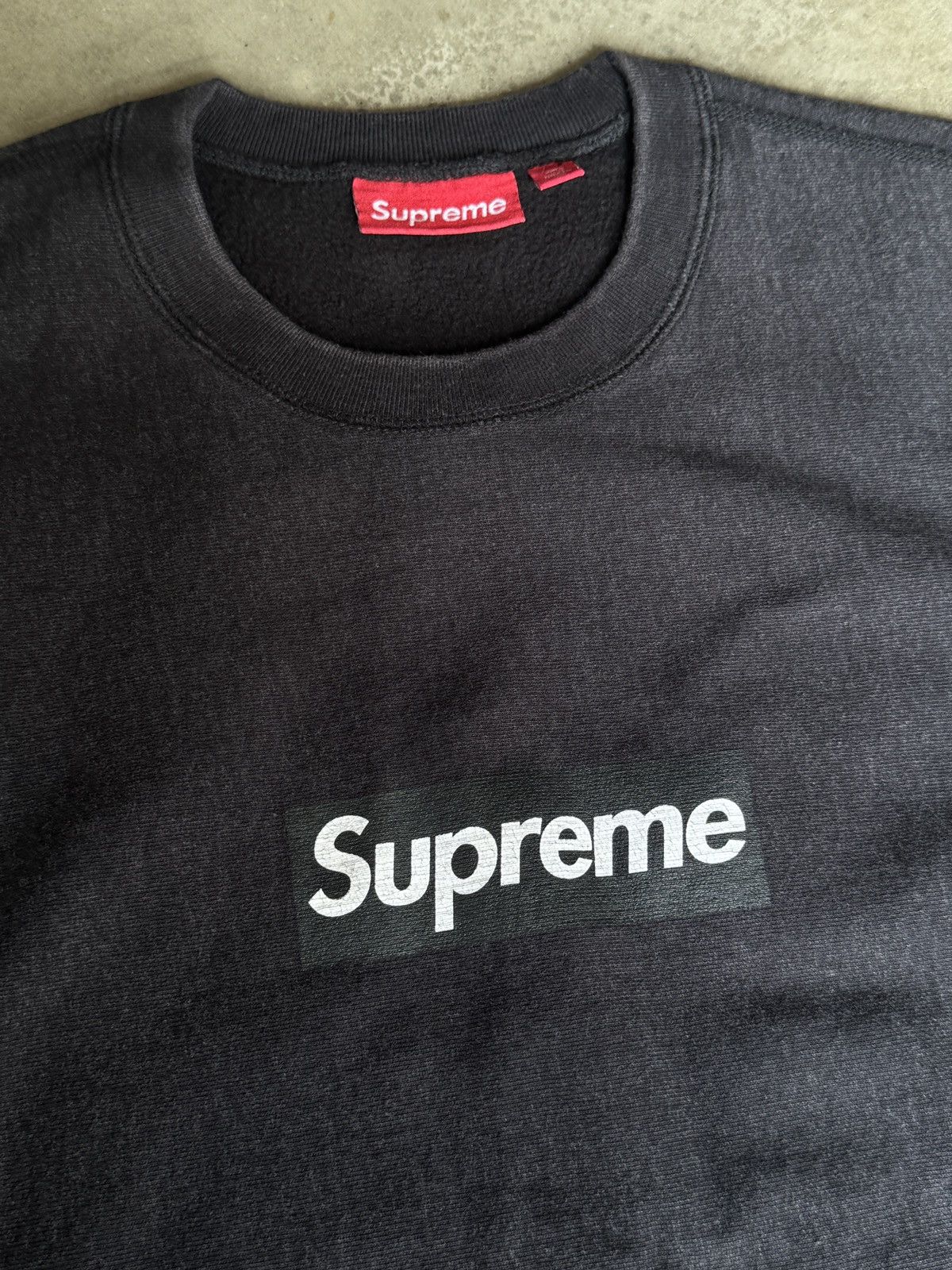 Supreme SS25 Supreme Washed Box Logo Sweatshirt Crewneck Black 