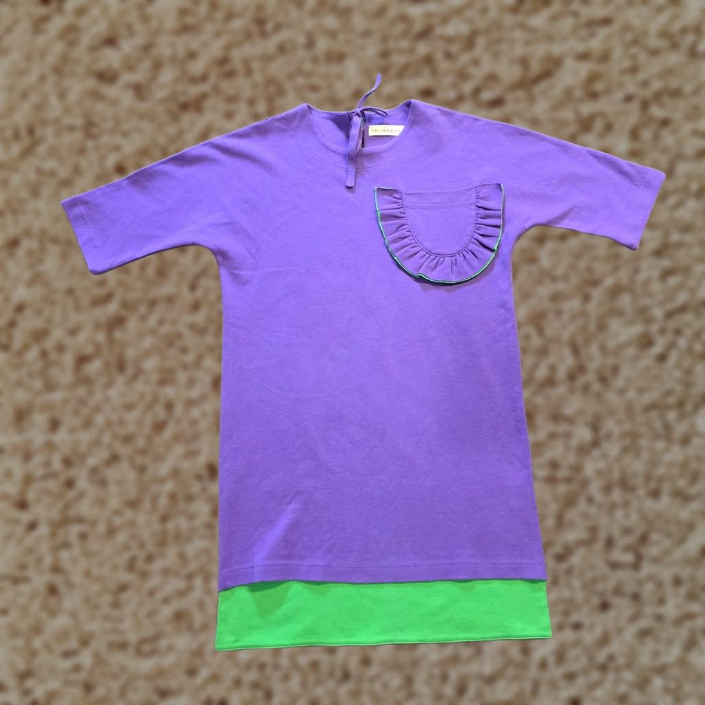 Vintage VINTAGE? No. Helima By Helima Top Womens Small Purple Green Ruffle Pocket Minimal Casual Size S / US 4 / IT 40 - 1 Thumbnail