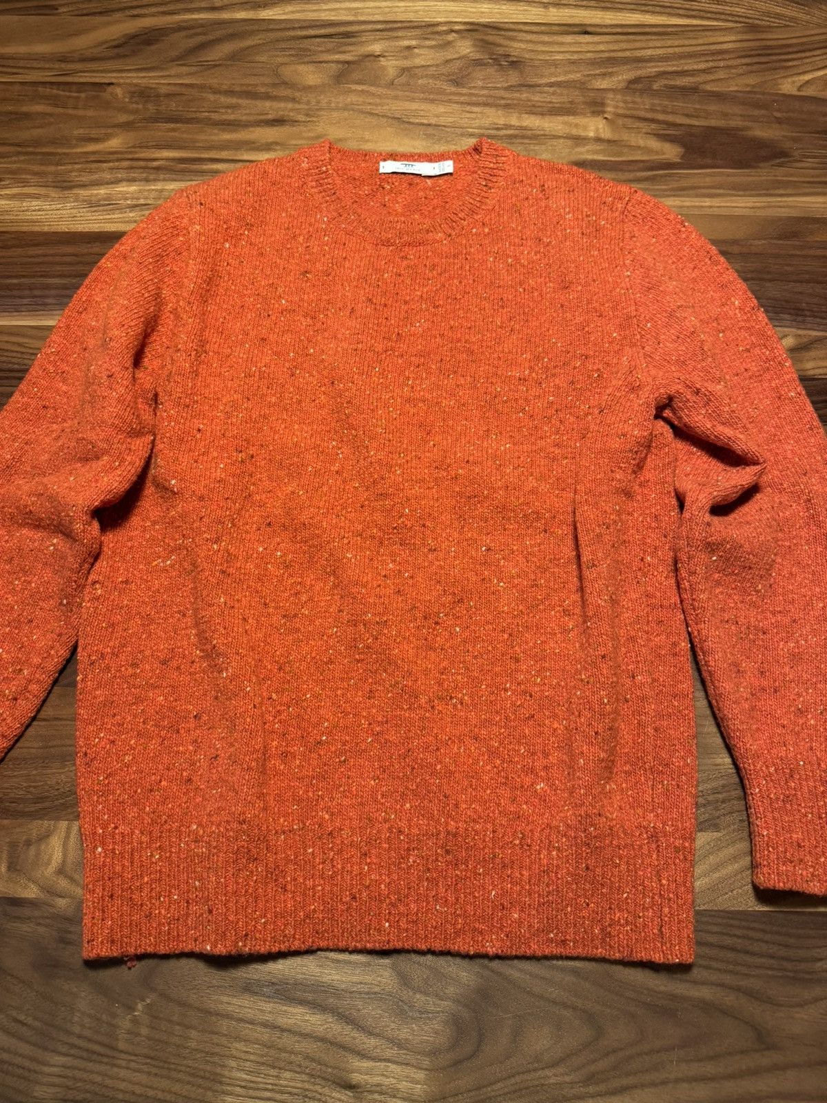 image of Inis Meain Wool Sweater in Orange, Men's (Size Small)