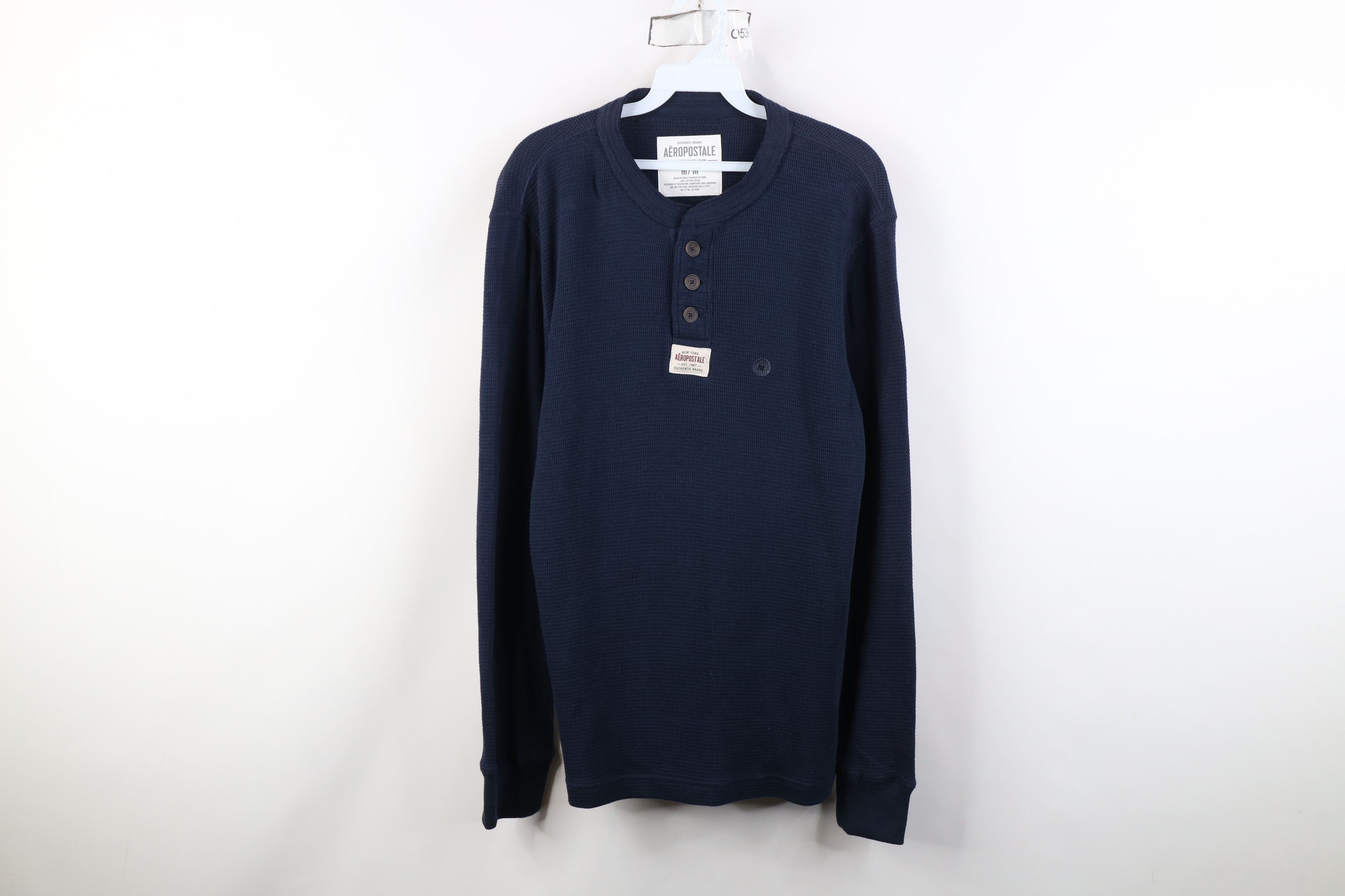 Aeropostale Deadstock Vintage Y2K Aeropostale Waffle Knit Henley T-Shirt Size US M / EU 48-50 / 2 - 1 Thumbnail