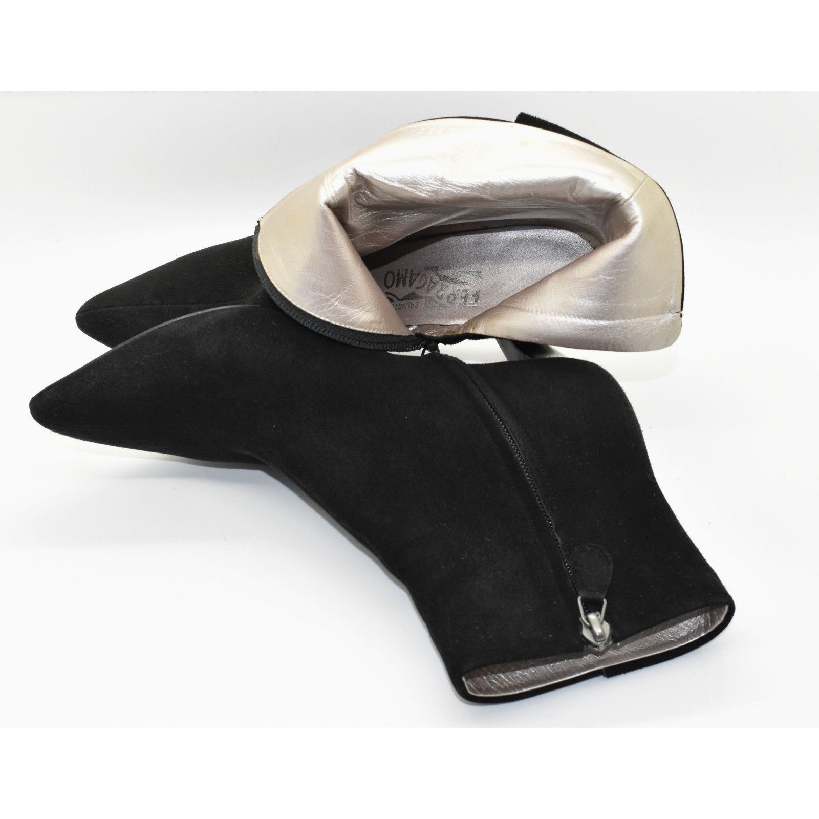 Stuart Weitzman SALVATORE FERRAGAMO Black Suede Pointed Toe Ankle Boots Sz 7 Size US 7 / IT 37 - 7 Thumbnail
