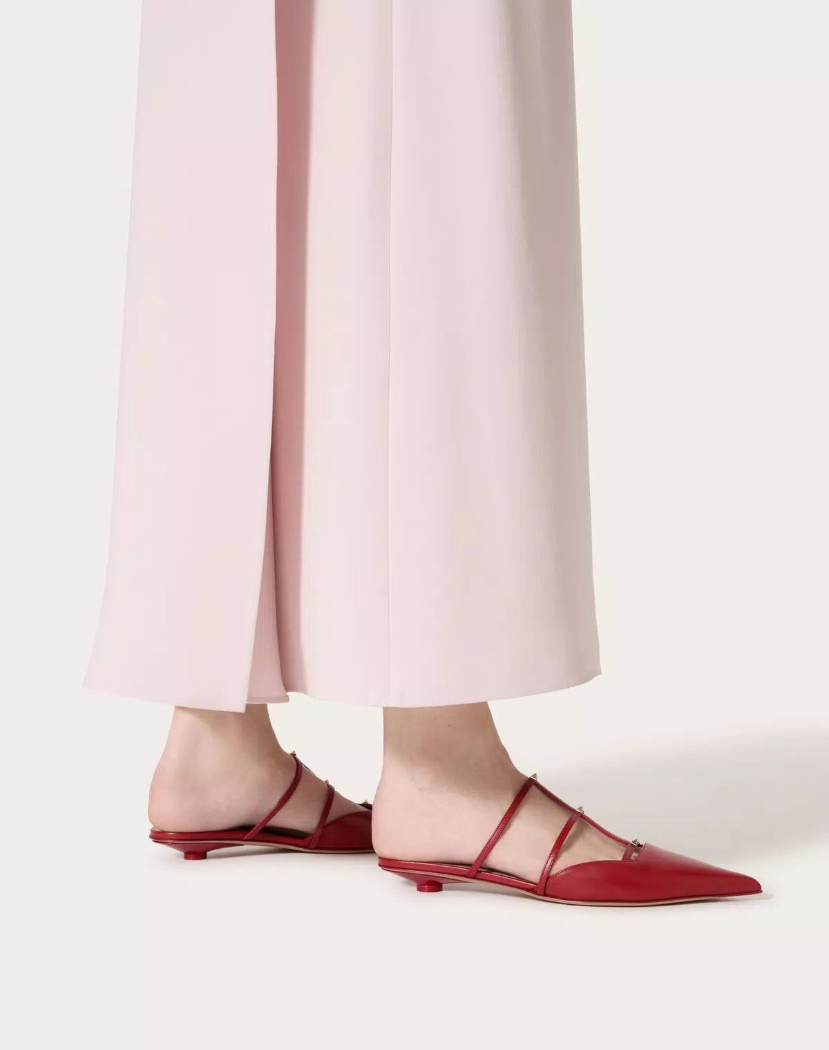 Valentino o1s1wg110426 Rockstud Wispy Calfskin Mules in Red Size US 7 / IT 37 - 6 Thumbnail