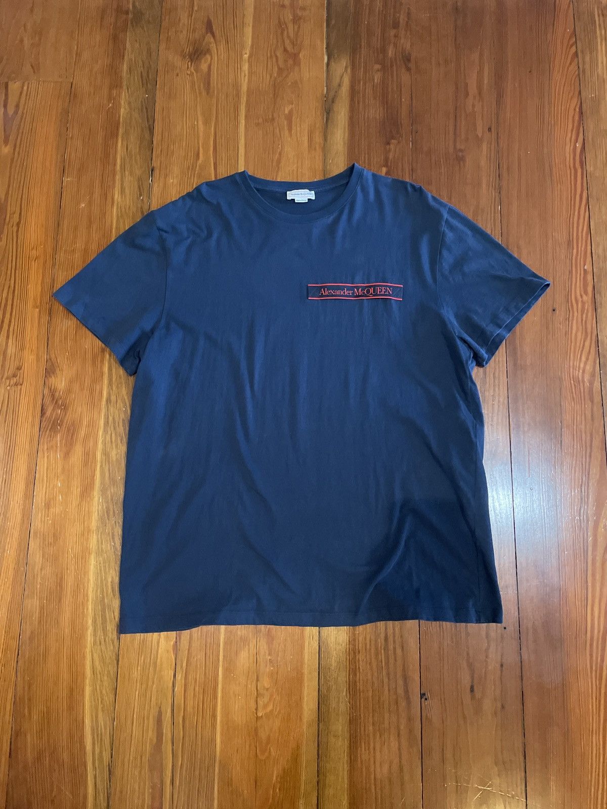 Alexander McQueen Logo Patch Crewneck T-Shirt Navy