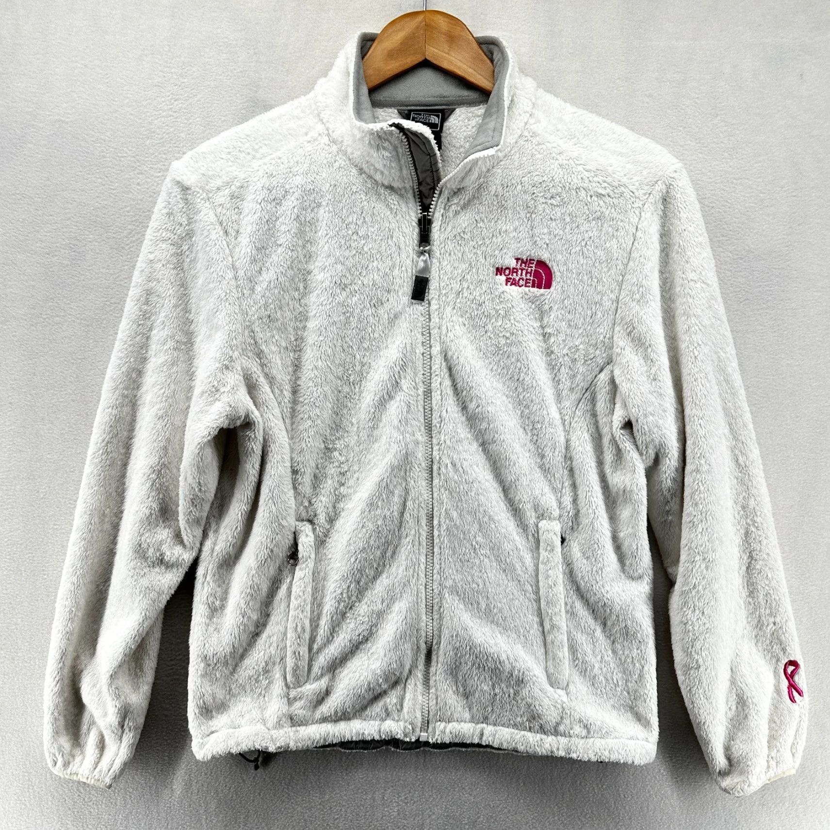 The North Face The North Face Jacket Women's White Medium Fuzzy Fleece Full Zip Pockets Size M / US 6-8 / IT 42-44 - 2 Thumbnail