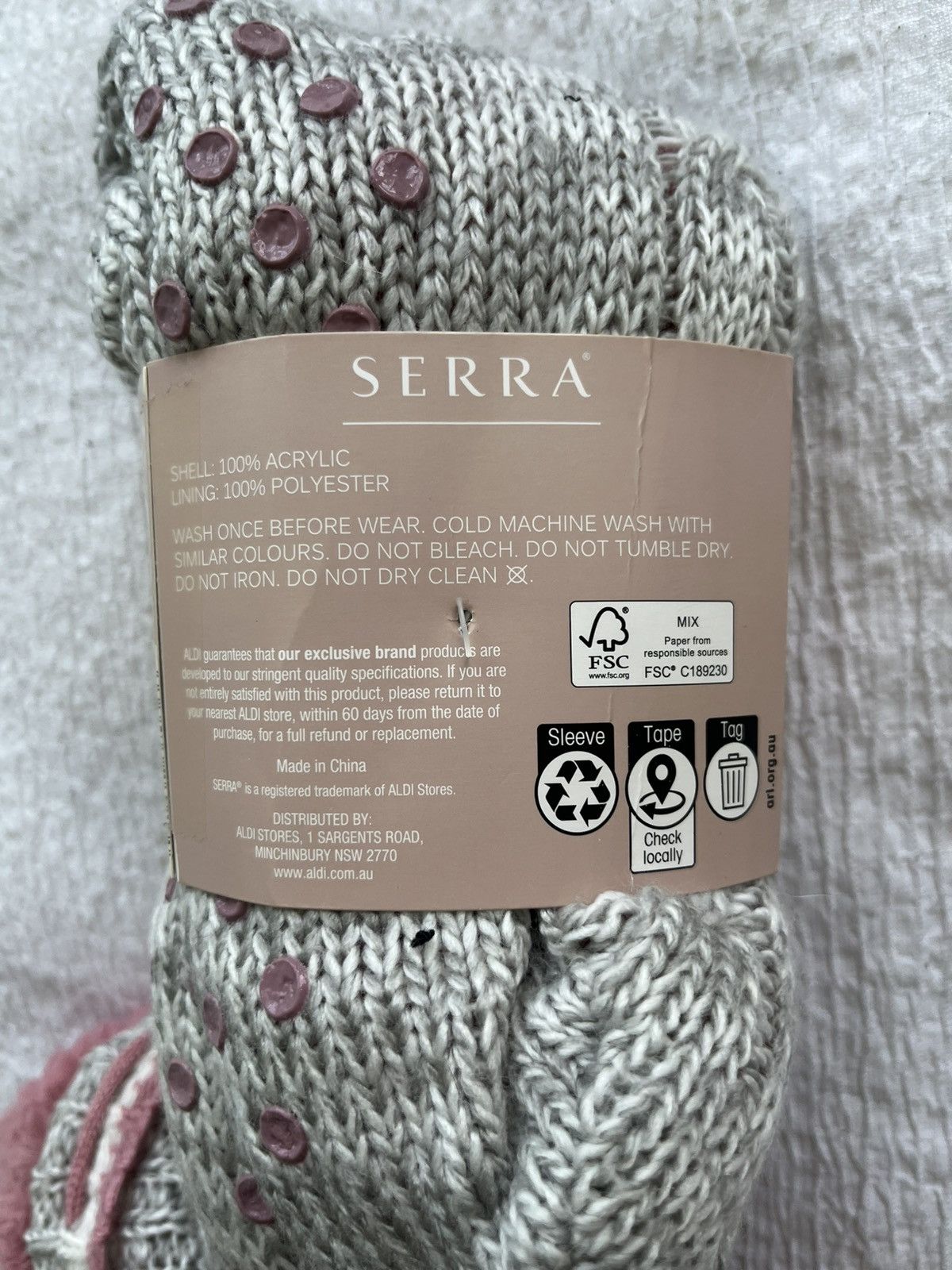 Other Grey/pink fluffy socks Size ONE SIZE - 3 Thumbnail