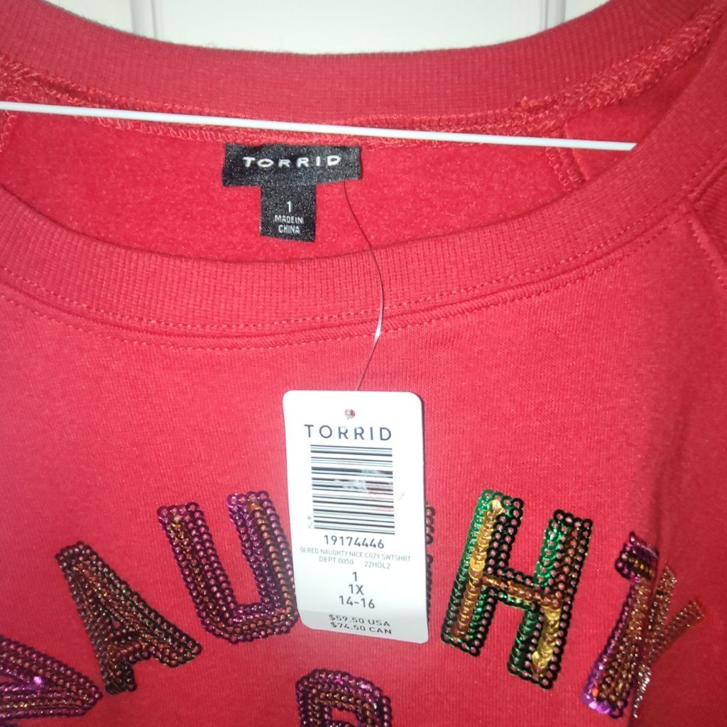 Torrid Torrid Naughty & Nice Christmas Sweatshirt Plus 1X Red Size XL / US 12-14 / IT 48-50 - 5 Thumbnail