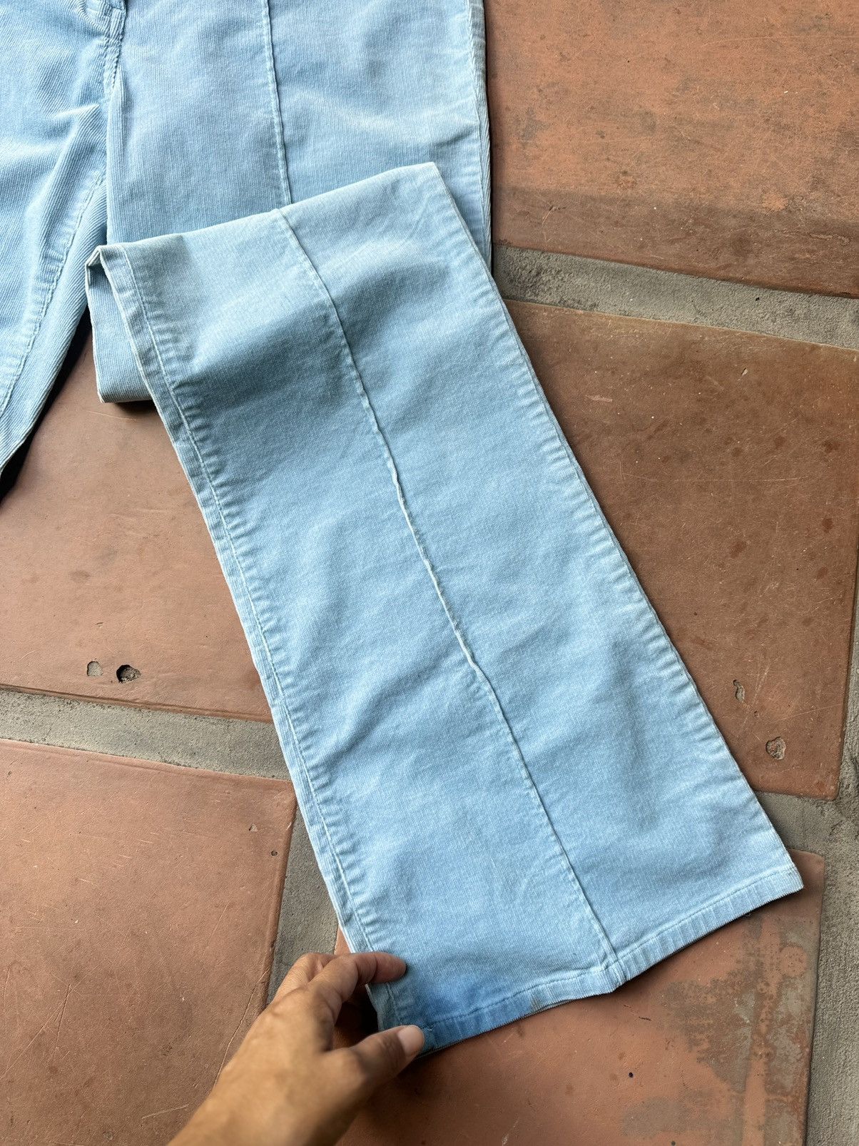 Other Y2K Light Blue Bell Bottom Corduroy Pants Size 30" / US 8 / IT 44 - 2 Thumbnail