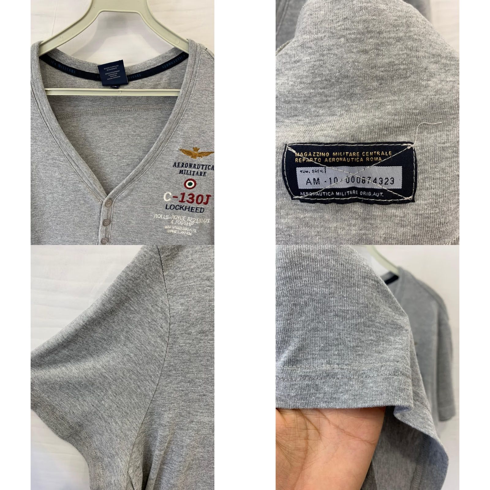 Aeronautica Militare Aeronautica Militare Mens XL Grey Henley T-Shirt C-130J Lockheed Italian Air#238 Size US XL / EU 56 / 4 - 8 Thumbnail