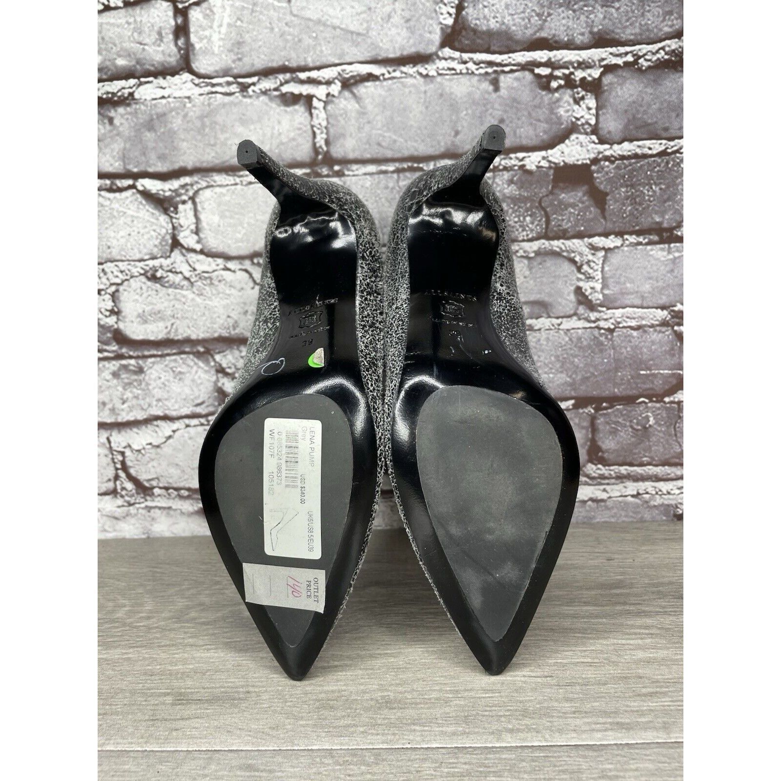 Allsaints AllSaints Grey Leather Lena Pumps Stiletto Pointed Heels Wom Size US 8.5 / IT 38.5 - 8 Thumbnail