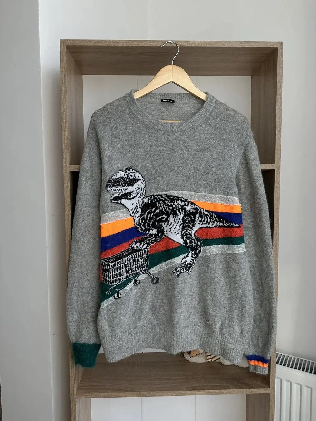 Diesel Vintage Diesel T-Rex Grey Wool Sweater Size US M / EU 48-50 / 2 - 6 Thumbnail