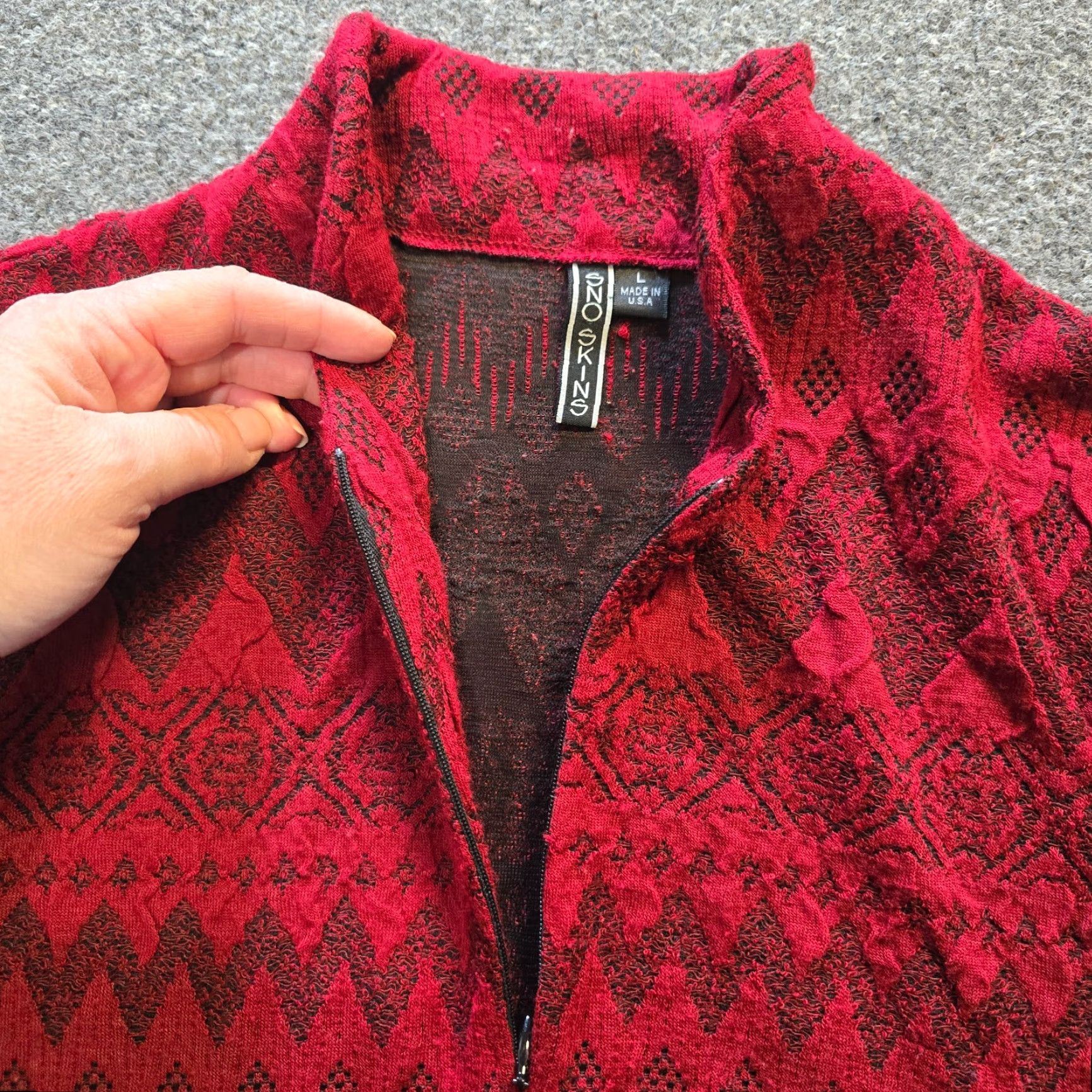 Layer 8 Snoskins Top Women Size Large Red Knit 1/4 Zip Stretchy Long Sleeve Layer Casual Shirt Size L / US 10 / IT 46 - 3 Thumbnail