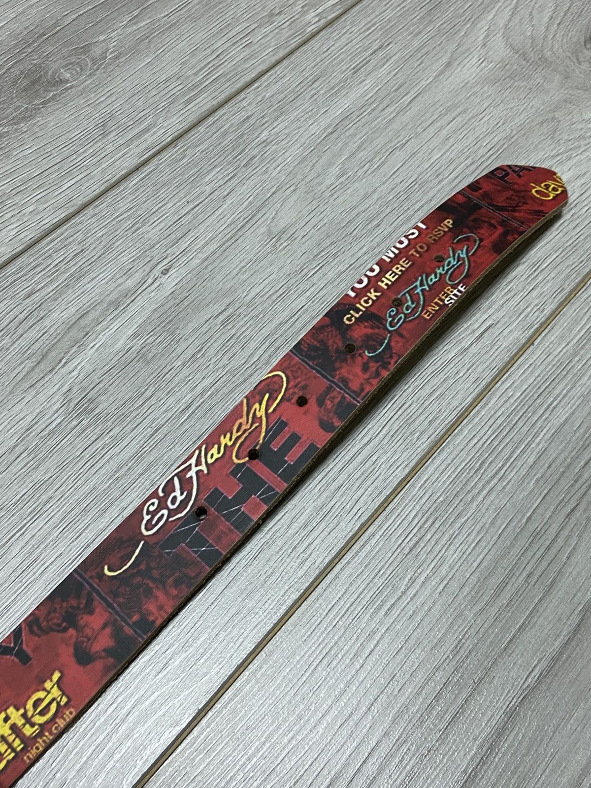 Christian Audigier × Ed Hardy × Vintage Ed Hardy rose 🌹 vintage leather belt over print big buckle Size ONE SIZE - 5 Thumbnail