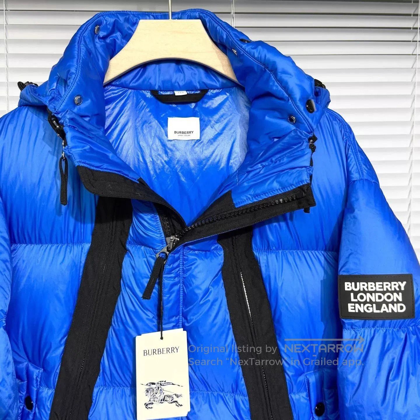 Burberry Blue Hooded Puffer Jacket XXL. Size US XXL / EU 58 / 5 - 3 Thumbnail