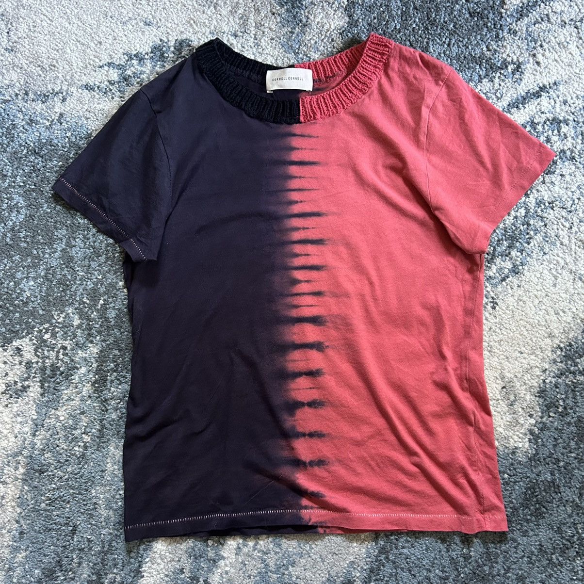 CORRELL CORRELL BLiND STiTCH KNiT SWEATER NECK SPLiT TiE DYE