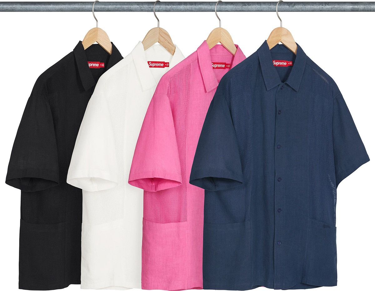 Supreme Linen Mesh panel Ss shirt | Grailed