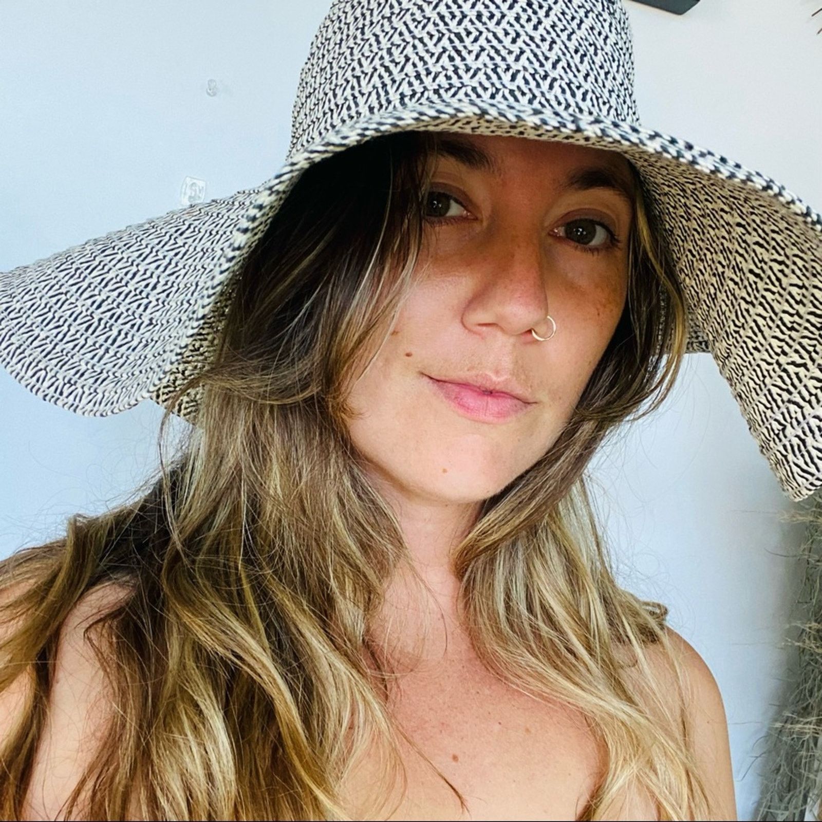 J.Crew J CREW Black White Grey Woven Floppy Wide Brim Sun Hat Size ONE SIZE - 4 Thumbnail
