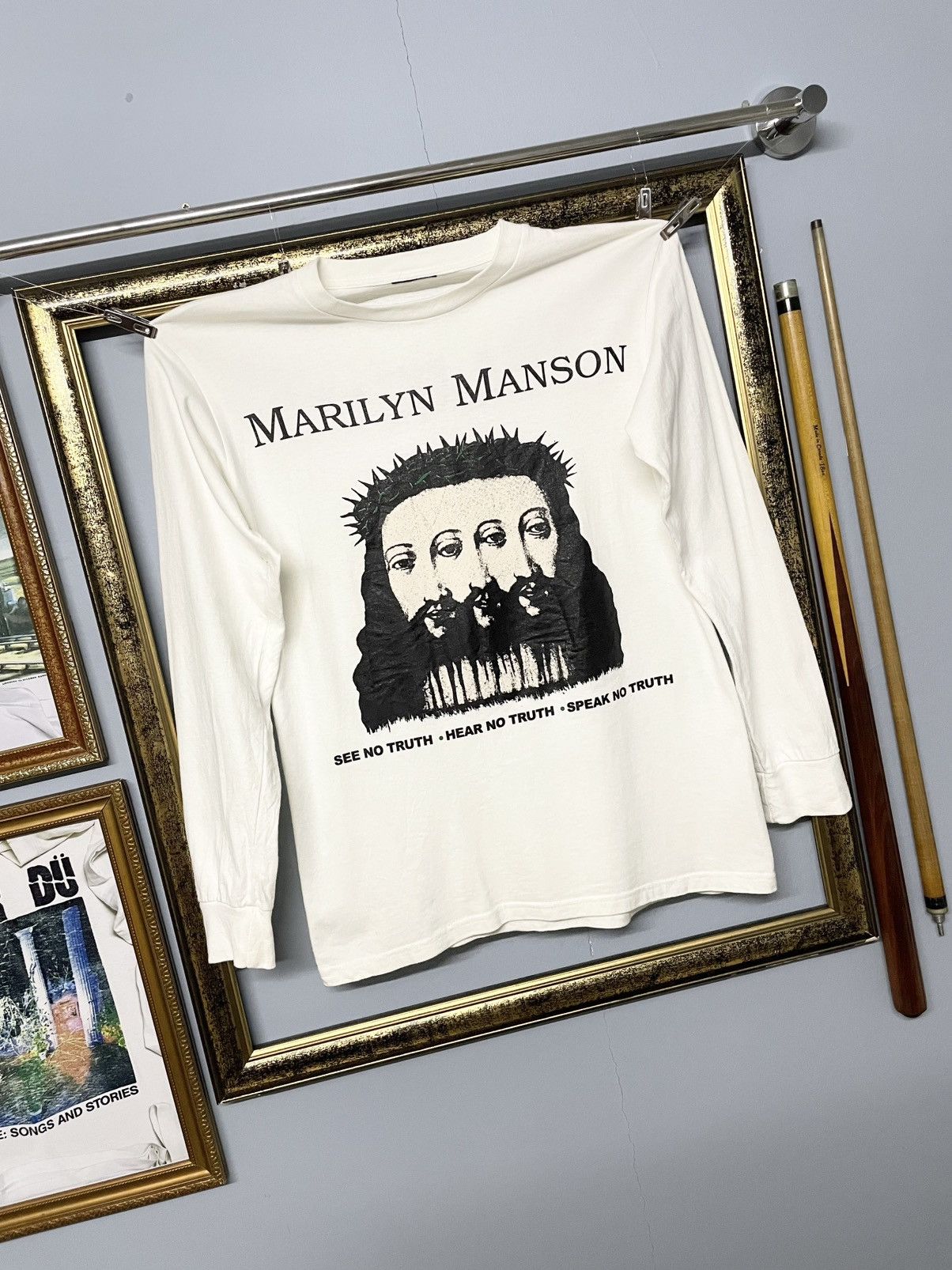 Vintage Vintage Marilyn Manson ‘BELIEVE’ Jesus Graphic Longsleeve Size US S / EU 44-46 / 1 - 2 Thumbnail