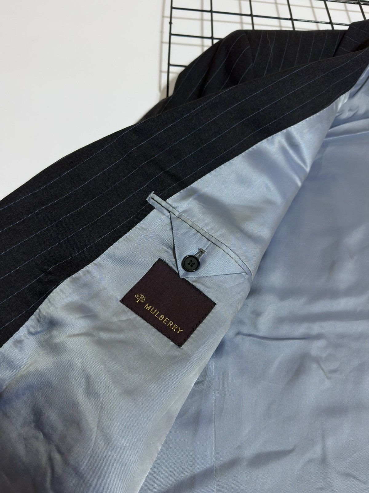 Mulberry Mulberry London Pinstripe Wool & Cashmere Suit Charcoal Size 44R - 8 Thumbnail