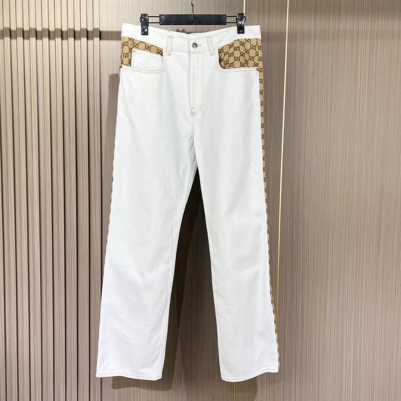 Gucci white denim pants with Gucci logo accents-dmc Size US 34 / EU 50 - 1 Thumbnail