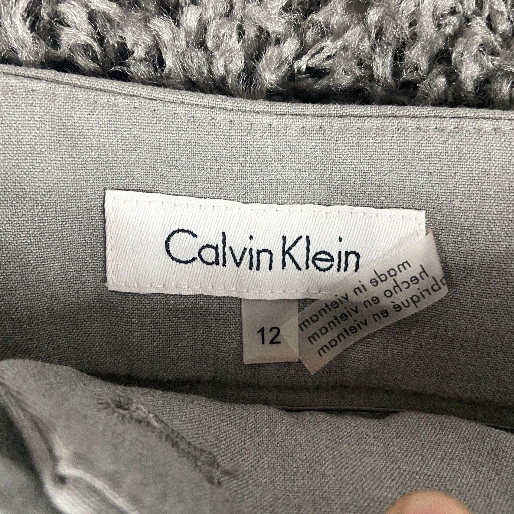 Calvin Klein NEW Calvin Klein Slim Straight Dress Pants Gray Women’s 12 Size 34" / US 12 / IT 48 - 4 Thumbnail