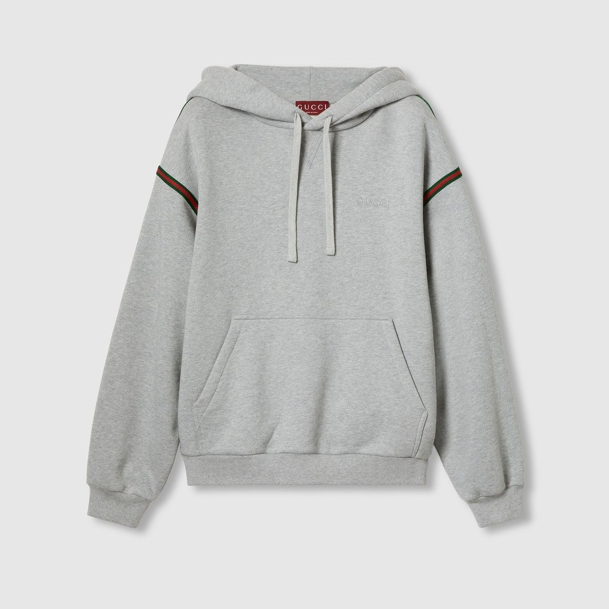 Gucci o1s1wg110925 Cotton Jersey Hooded Sweatshirt With Web Grey Size US M / EU 48-50 / 2 - 1 Thumbnail