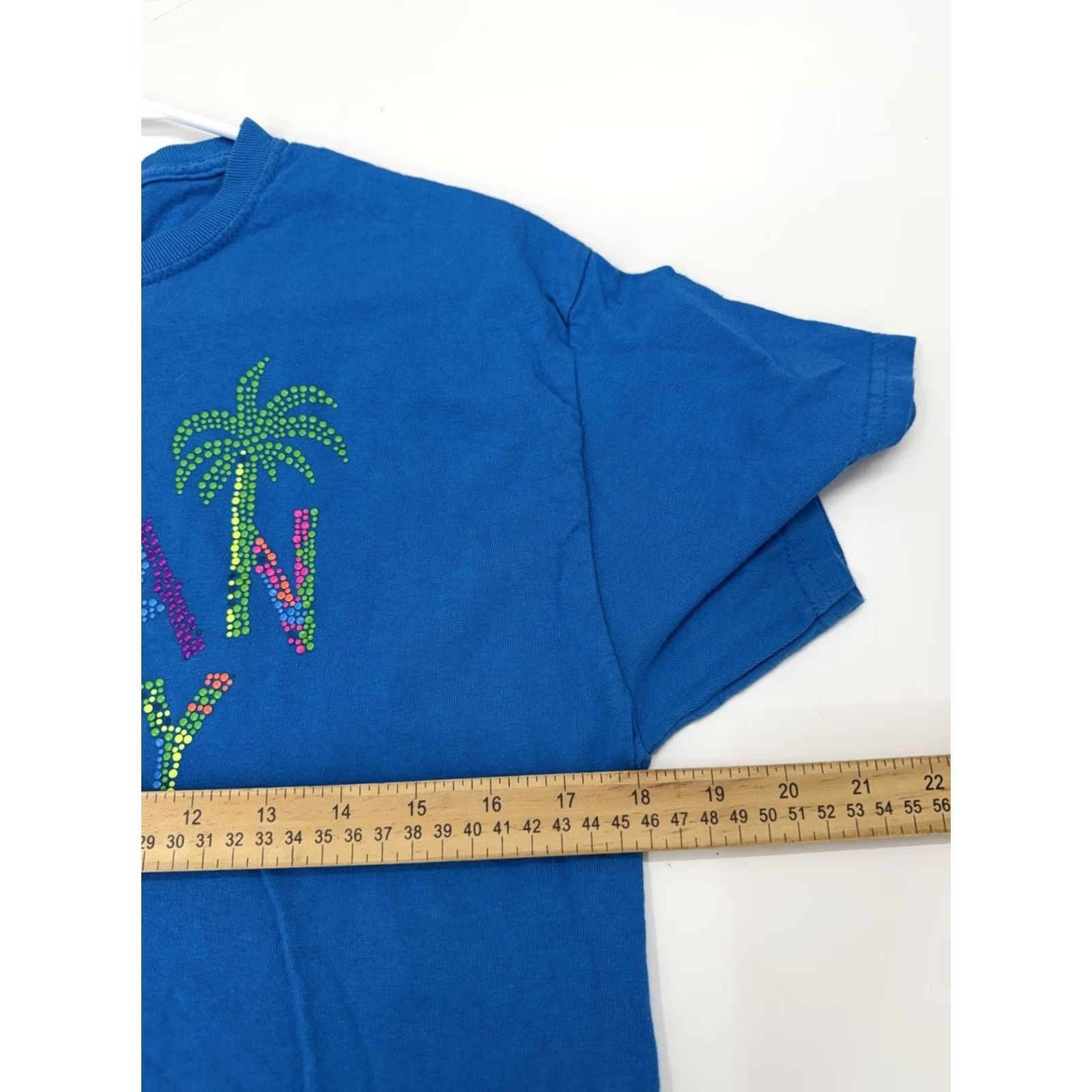 Gildan Gildan T-Shirt Medium Blue Ocean City Maryland Textured Short Sleeve Casual Shirt Adults Regular Size M Blue 90s City College Size M / US 6-8 / IT 42-44 - 7 Thumbnail