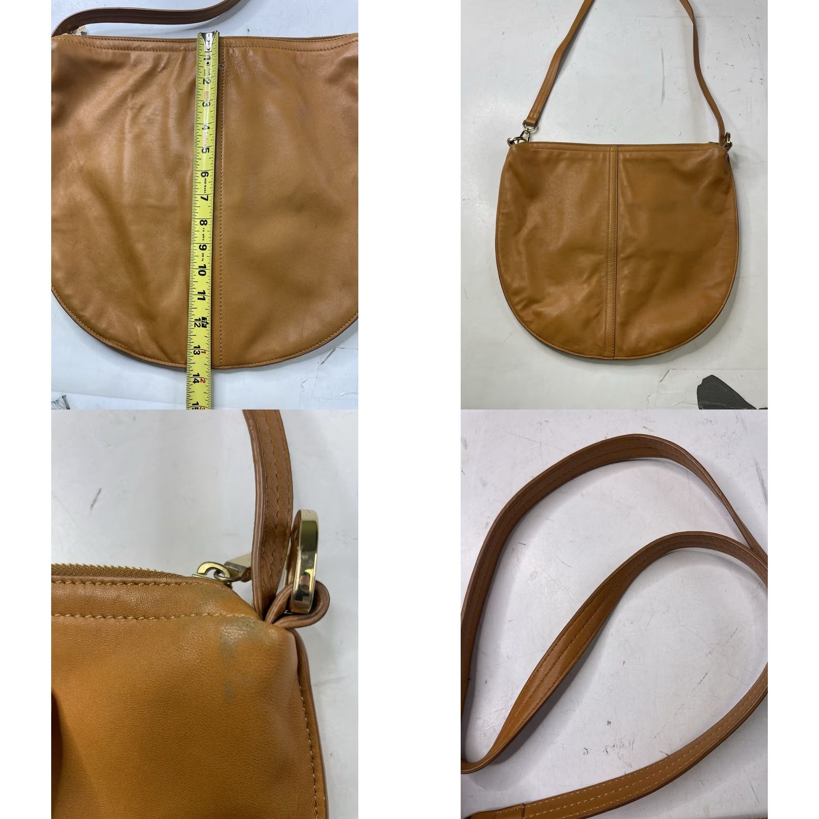 Tory Burch VINTAGE Tory Burch Leather Hobo Shoulder Bag Handbag Leather Gold Hardware Tan Brown Solid Zip Sides Classic Women Medium- Large Shoulder Strap 90s? Size ONE SIZE - 8 Thumbnail