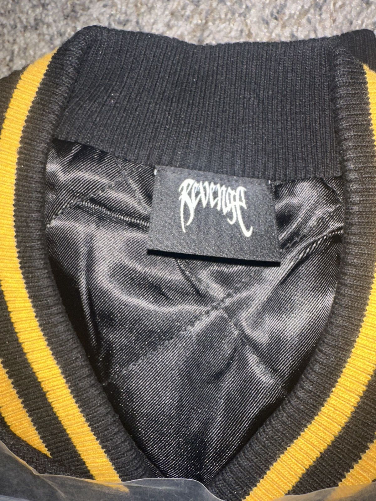 Revenge Revenge Rottweiler Black and Yellow Leather Varsity Bomber Size US L / EU 52-54 / 3 - 3 Thumbnail