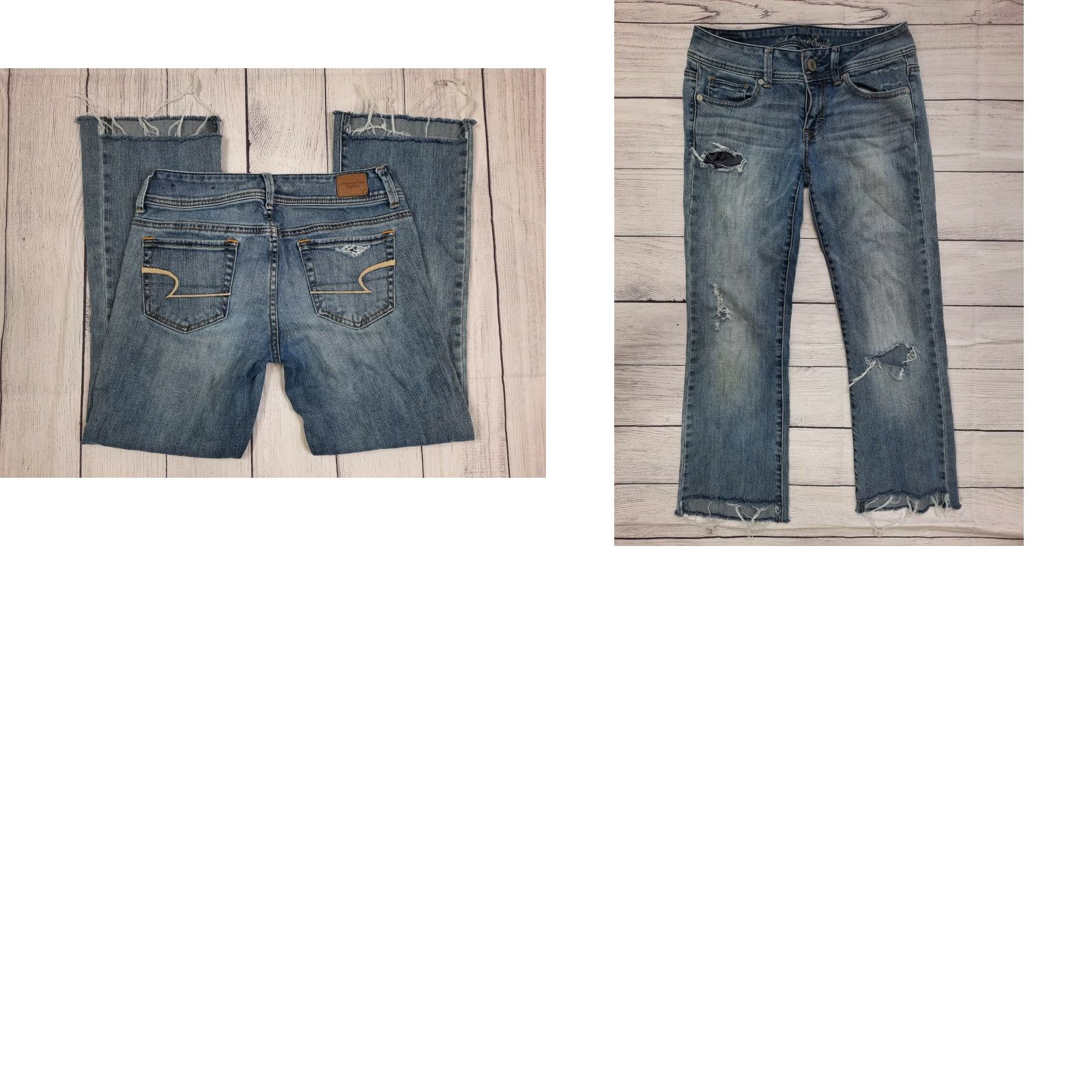 American Eagle Outfitters VINTAGE AMERICAN EAGLE Women's Jeans Bootcut Capri 4 Blue Denim Stretch Pockets Zipper Closure Size 27" / US 4 / IT 40 - 8 Thumbnail