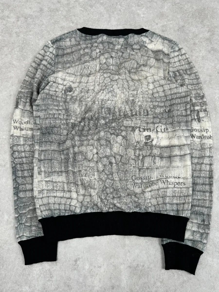 John Galliano 2010s John Galliano Wool White & Grey Newspapers Magazine Cardigan Size S / US 4 / IT 40 - 6 Thumbnail
