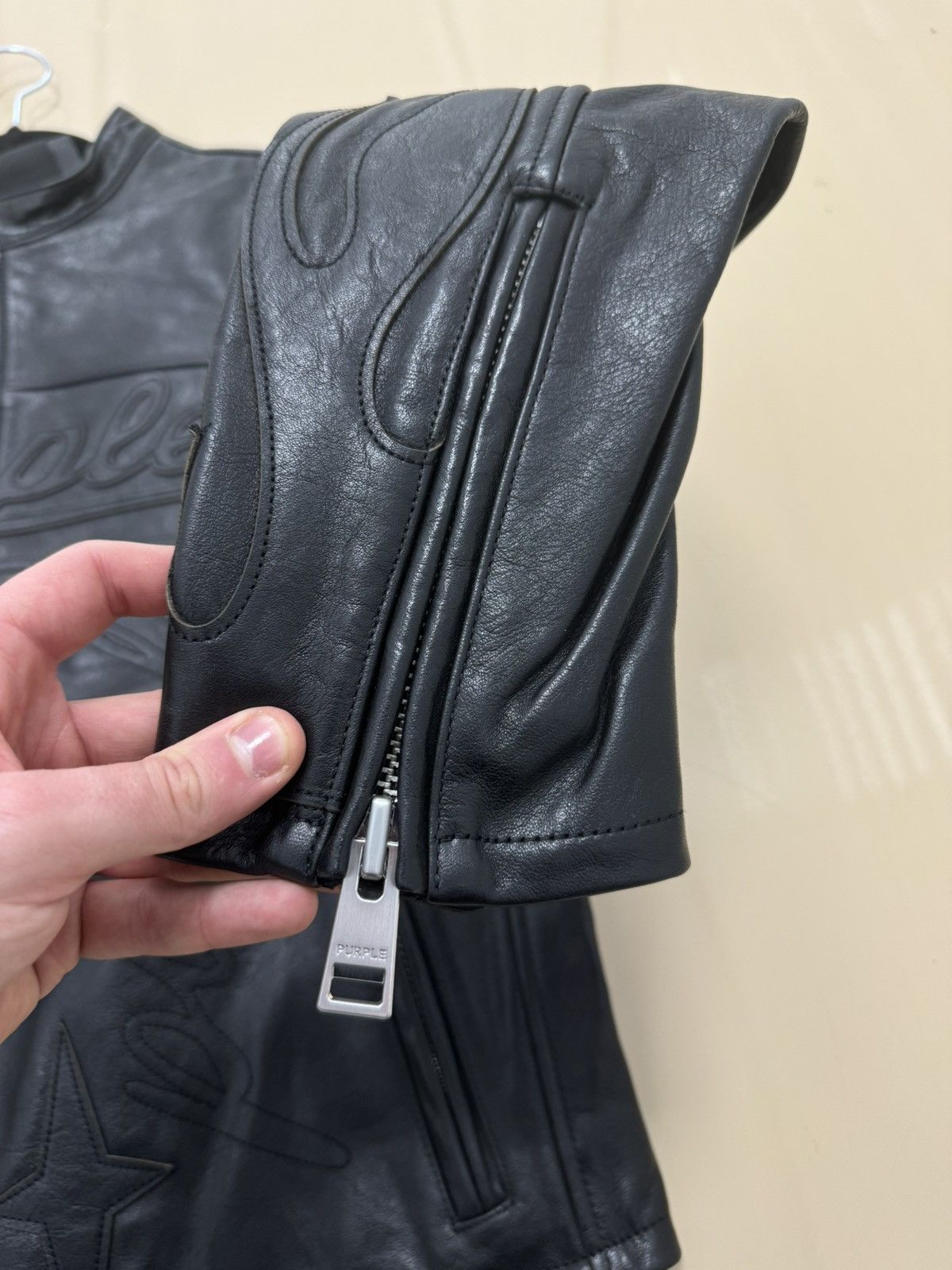 Purple Brand PURPLE Leather Zip Moto Jacket Black Size US M / EU 48-50 / 2 - 8 Thumbnail