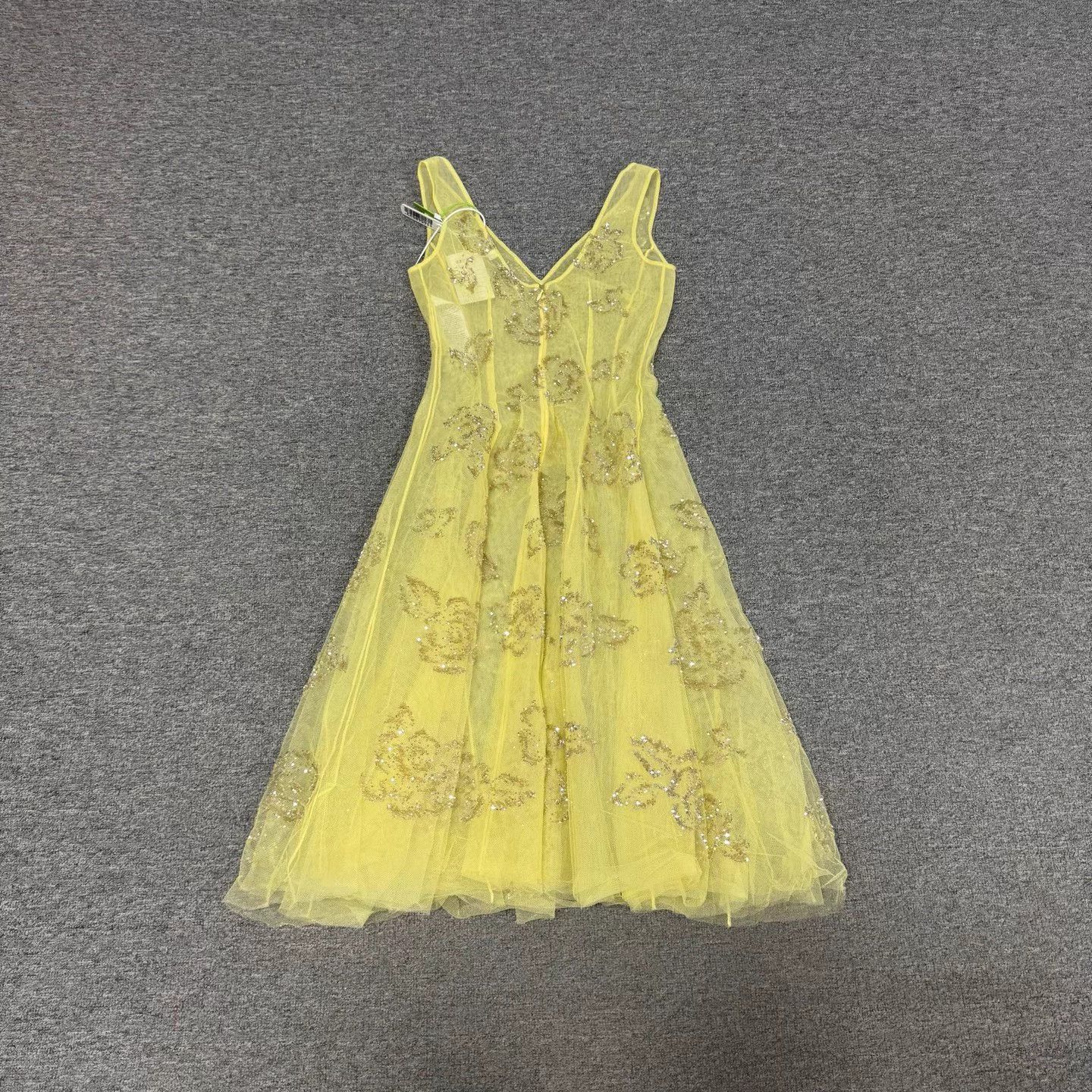 Dior Dior SS Sequin Floral Yellow Tulle Dress 36 99New Size S / US 4 / IT 40 - 2 Thumbnail
