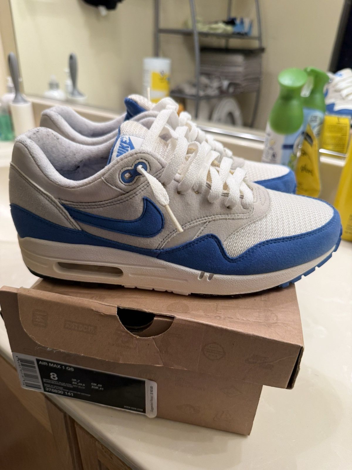 Nike Nike air max 1 qs white varsity blue size 8 2009 Size US 8 / EU 41 - 1 Thumbnail
