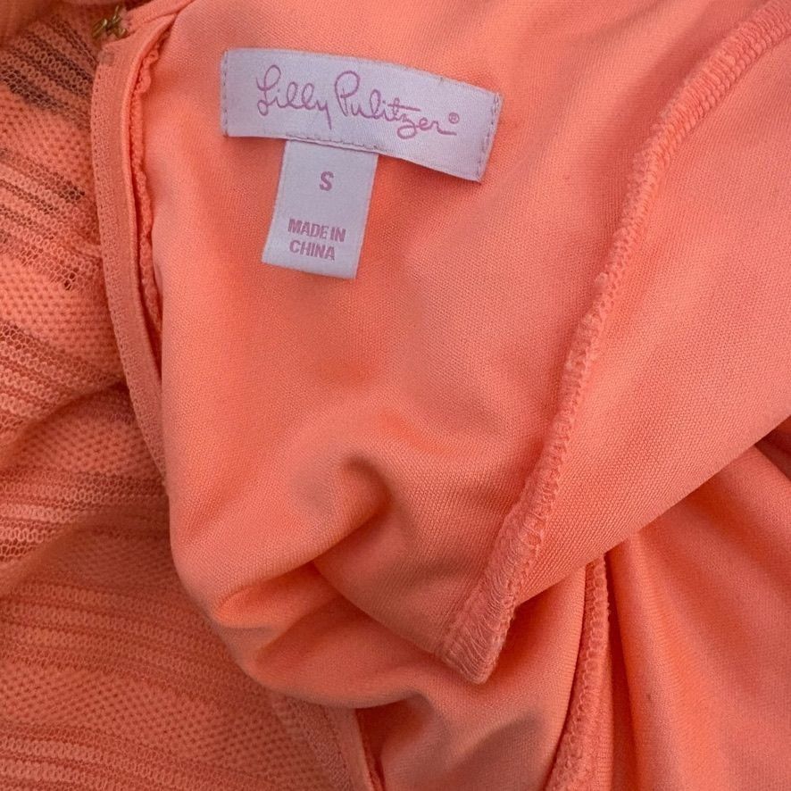 Lilly Pulitzer Lilly Pulitzer Coral Fit & Flare Mini Dress S Textured Strip Size S / US 4 / IT 40 - 3 Thumbnail
