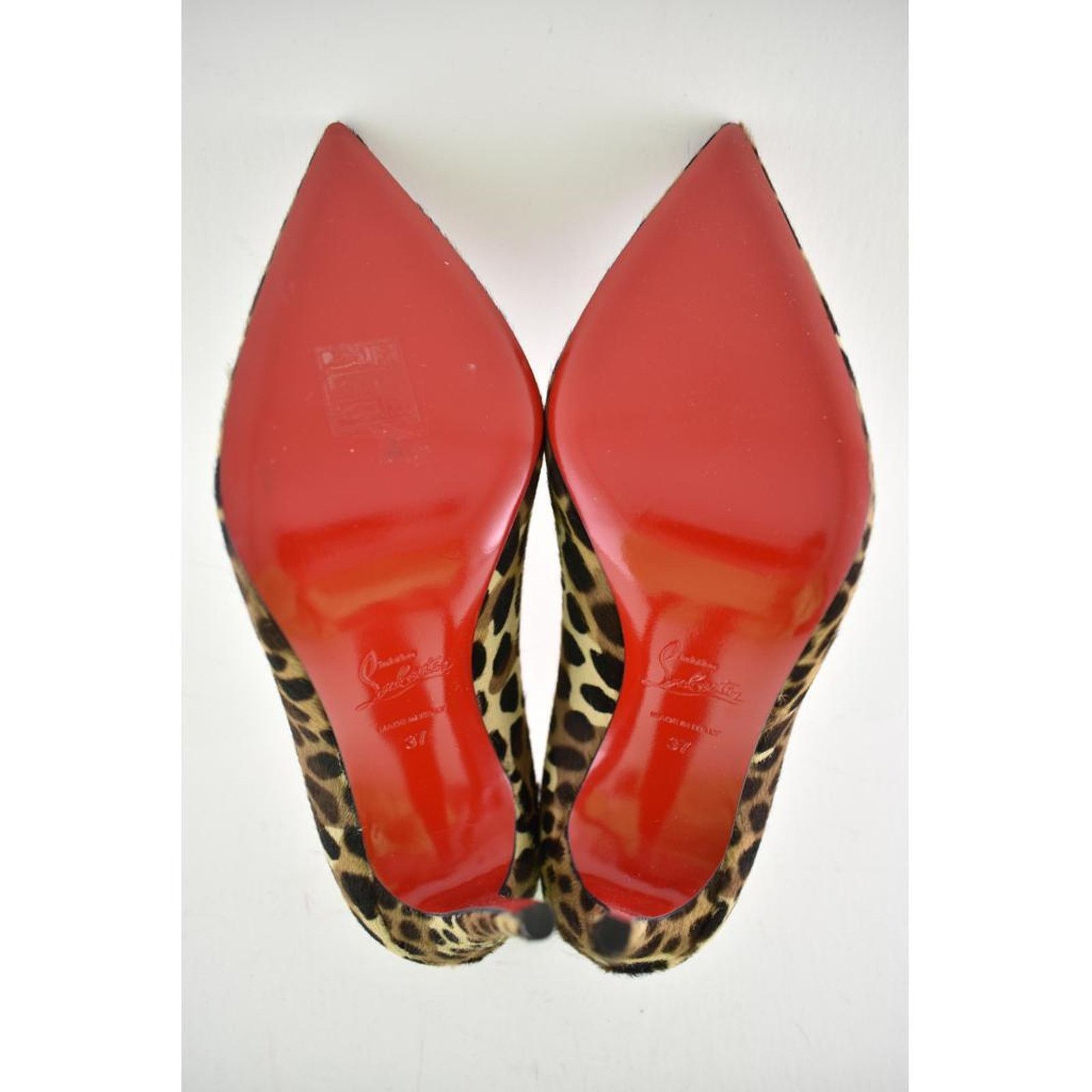 Christian Louboutin Kate 100 Pony Madagascar Leopard Black Brown Heel Pump 37 Size US 7 / IT 37 - 12 Thumbnail