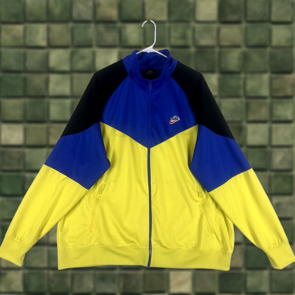 Nike Nike Windrunner Jacket Mens XL Yellow Blue Colorblock Full Zip Hood Pockets Logo Size US XL / EU 56 / 4 - 1 Thumbnail