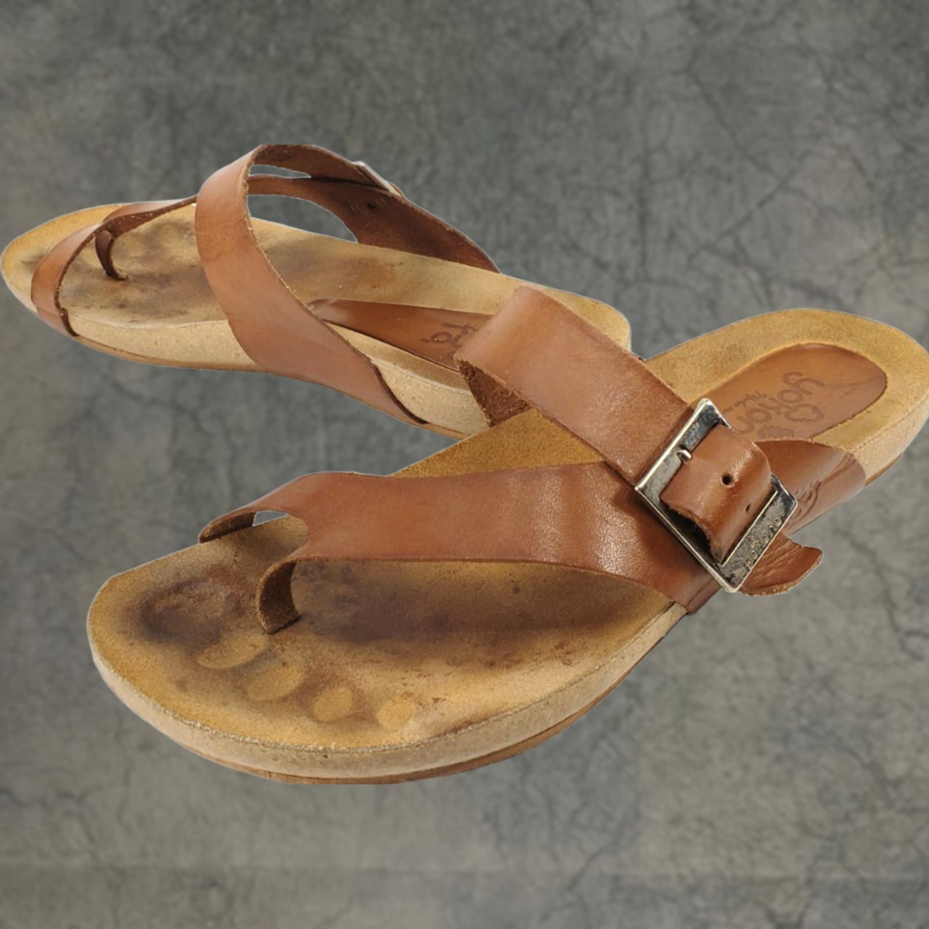 Vintage Yokono Ibiza Saddle Leather Round Toe Loop Strap Sandals Women's Size 6.5 Saddle Brown Leather Comfort Sandals Size US 7 / IT 37 - 1 Thumbnail