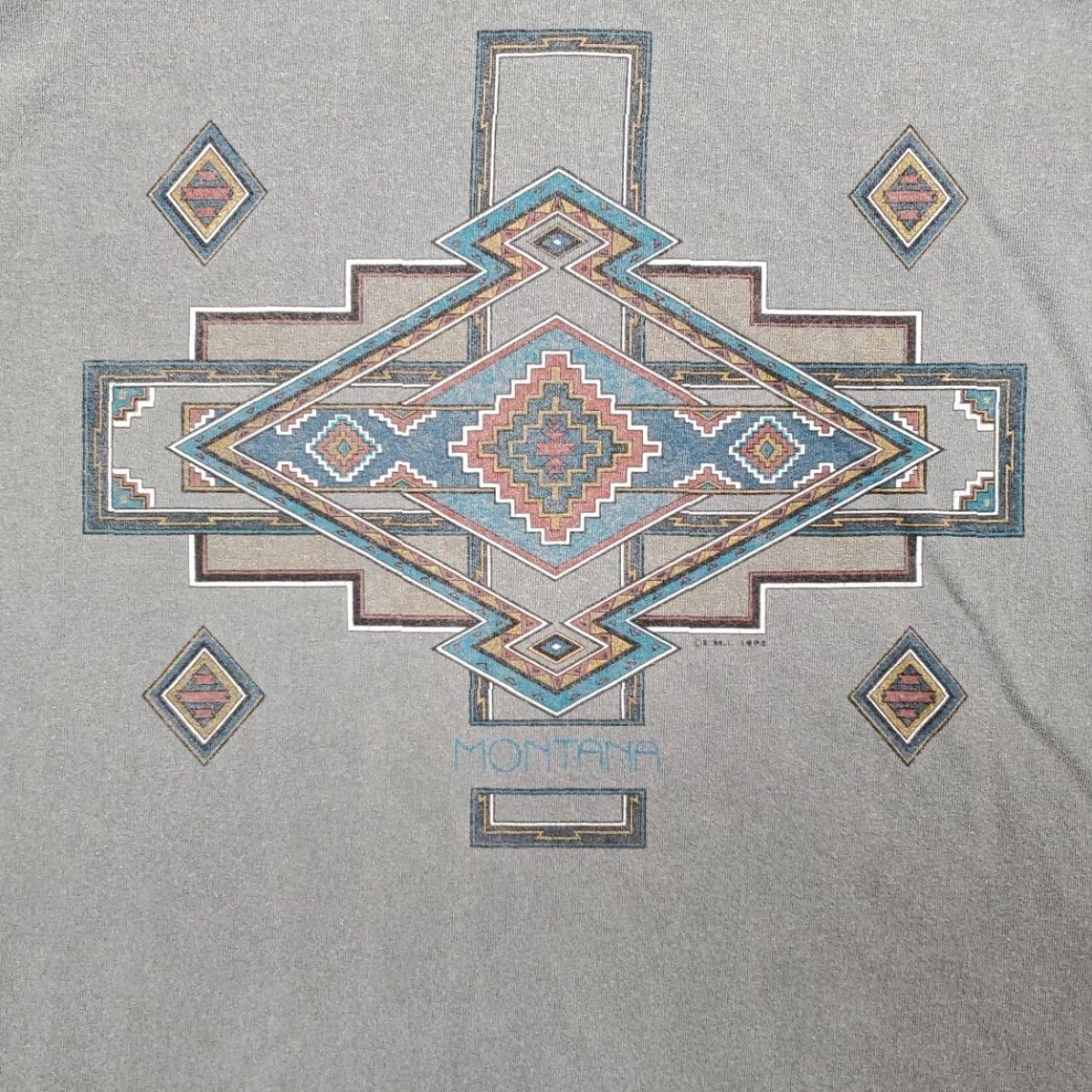 Vintage Vintage Montana T Shirt Men L Green Azteck Tourist TEE 90s Y2K Single Stitch Text Graphic Print Crew Neck Short Sleeve Cotton Mens Size US L / EU 52-54 / 3 - 4 Thumbnail