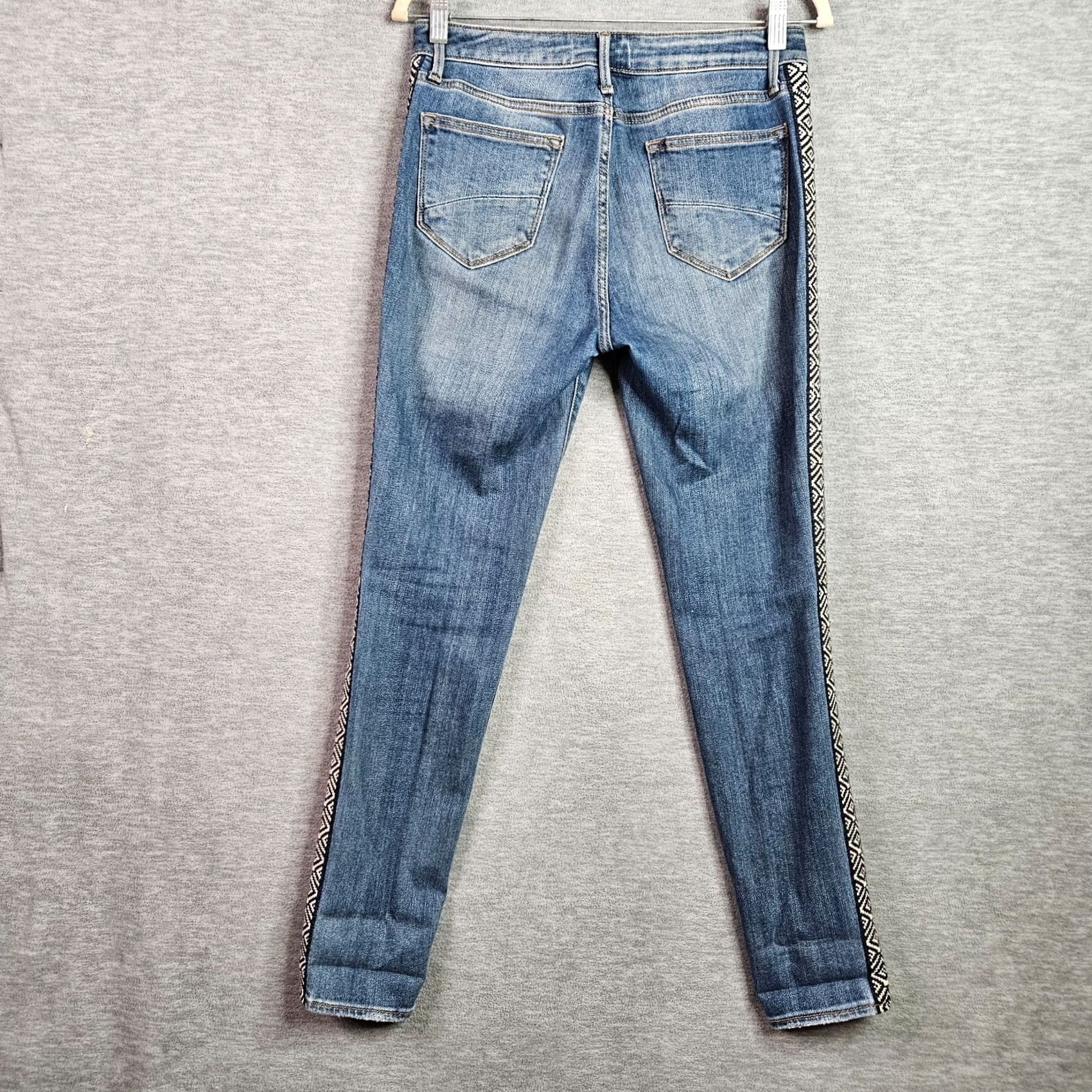 AYR Ayr Driftwood Blue Jeans W27 High Rise Slim Embroidered Side 5-Pocket Denim Cotton/Spandex Women/Metrics Size 27" / US 4 / IT 40 - 2 Thumbnail