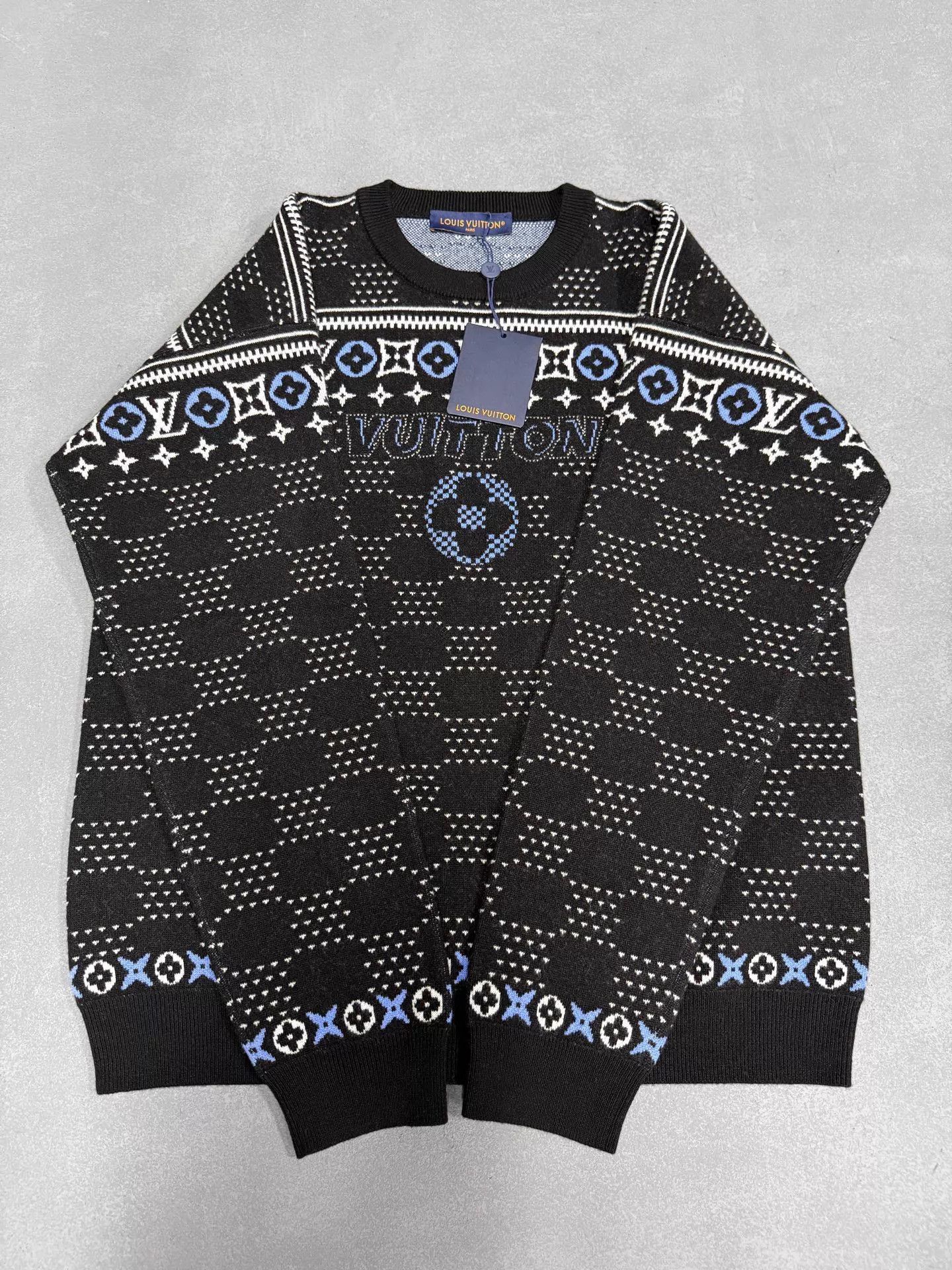 Louis Vuitton LV SS25 SKI Wool Sweater Damier Jacquard Black Blue XL Size US XL / EU 56 / 4 - 1 Thumbnail