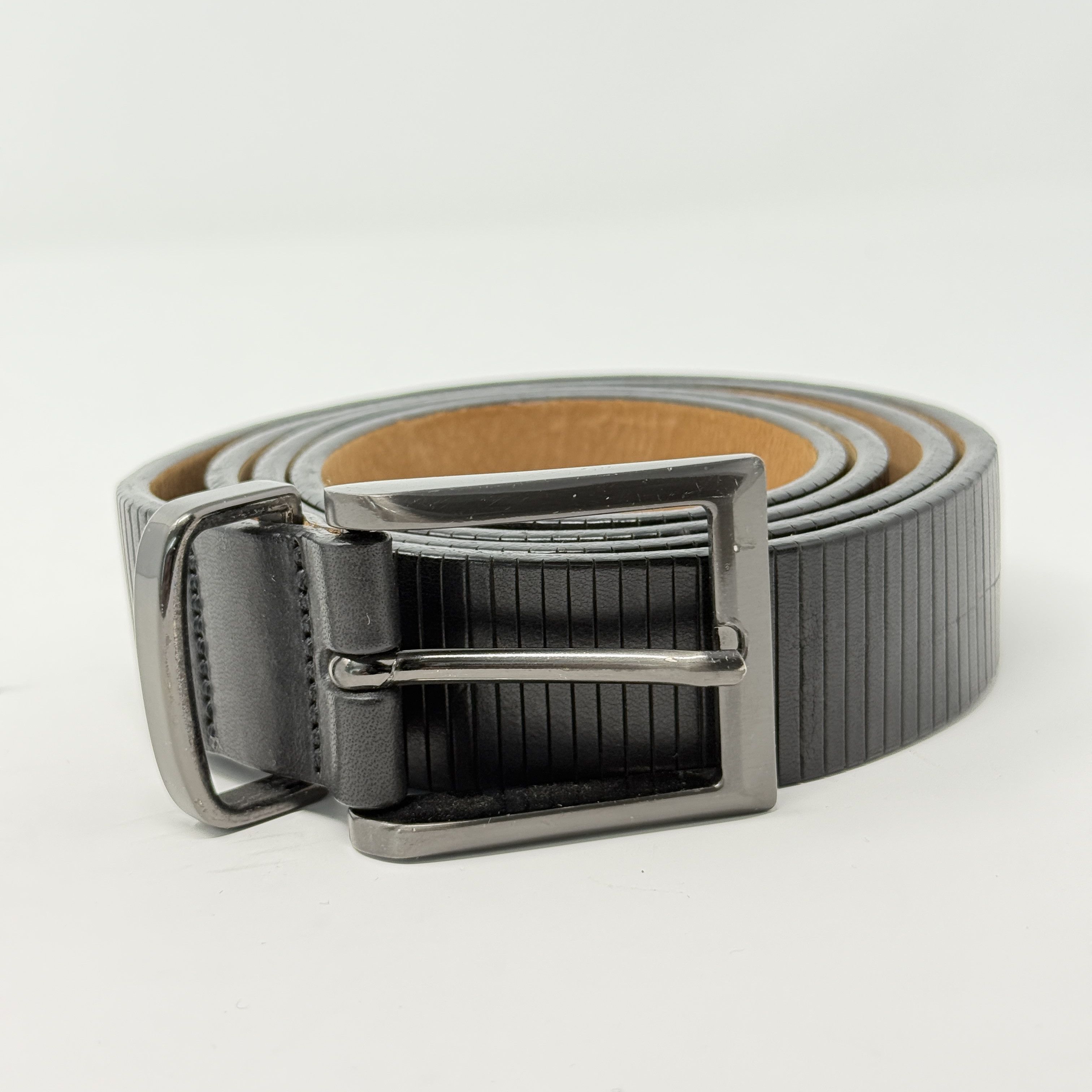 Other MEZLAN Black Leather Belt | Sz 40 | SPAIN made RIBBED Size 40 - 1 Thumbnail