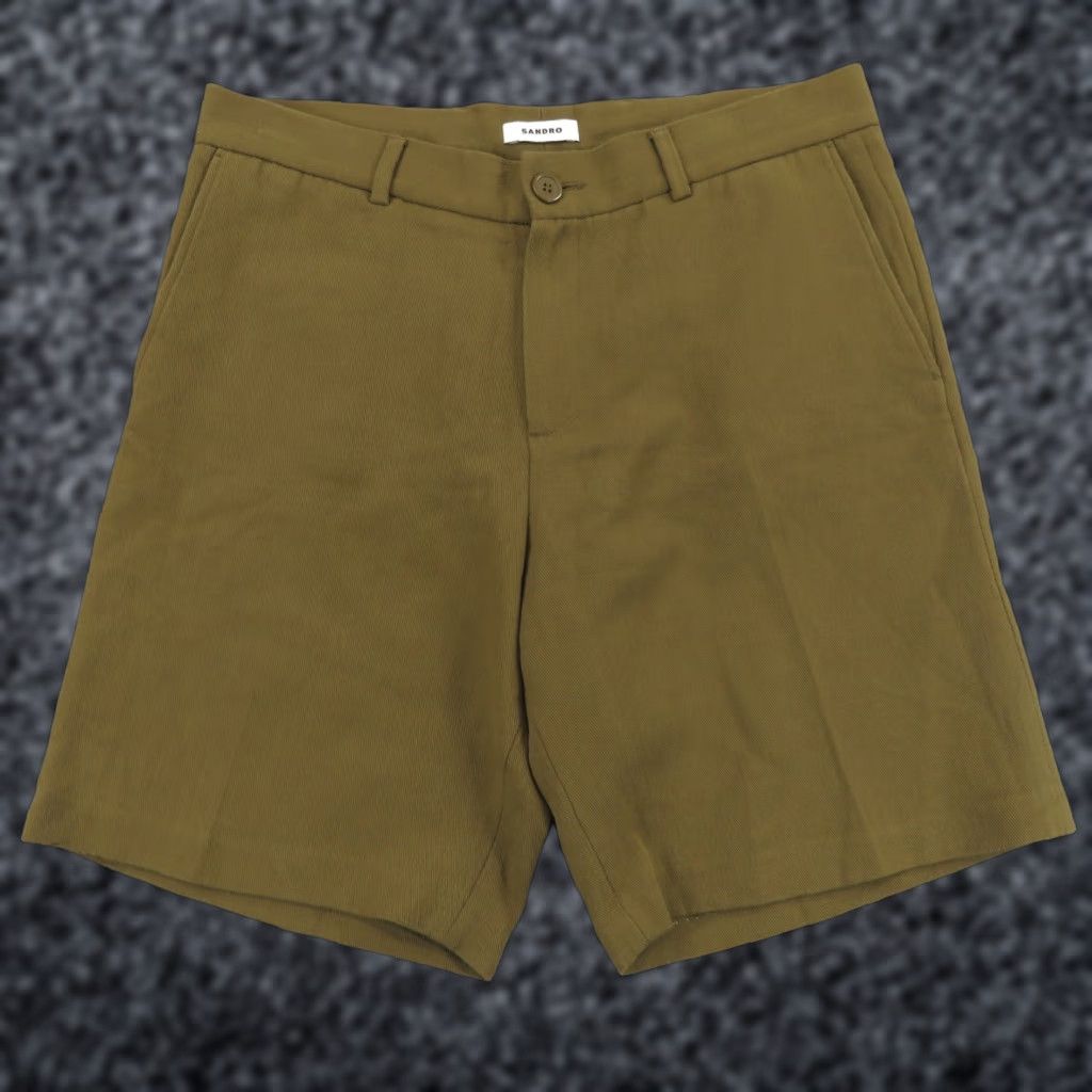 Sandro Paris Shorts Mens 34 (44) Camel Brown Cotton Twill Designer Chino 9
