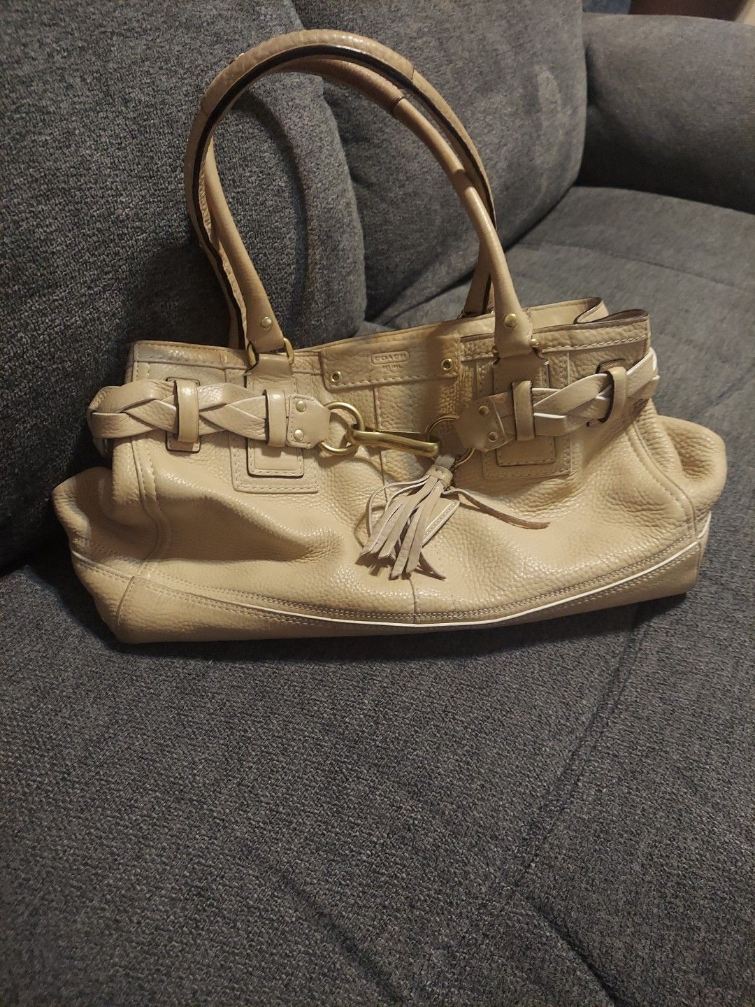 Coach COACH Tan Leather Satchel Double Strap Shoulder Bag No-L069 Size ONE SIZE - 1 Thumbnail